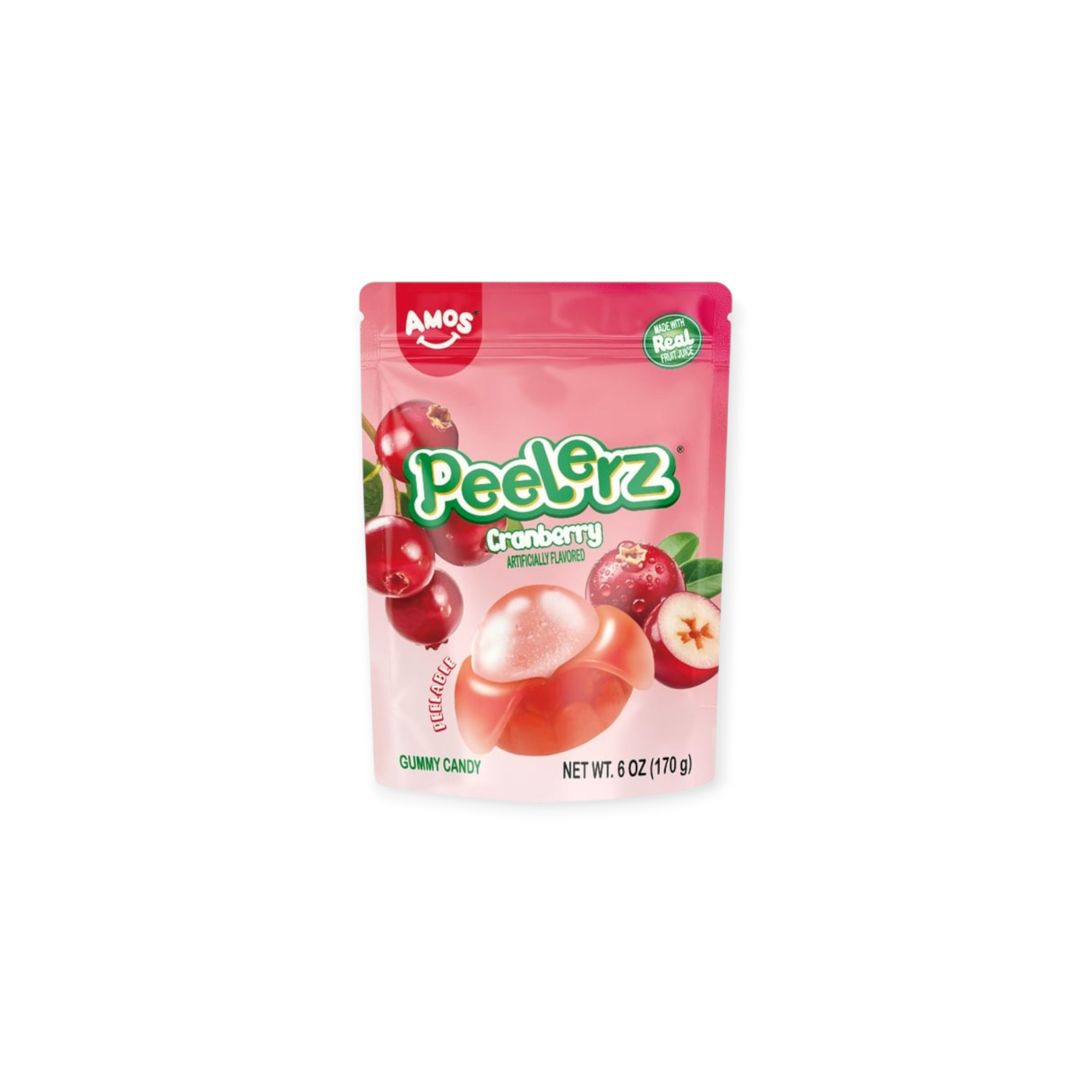 Amos Peelerz Cranberry Peelable Gummy Candy 6 oz (China)