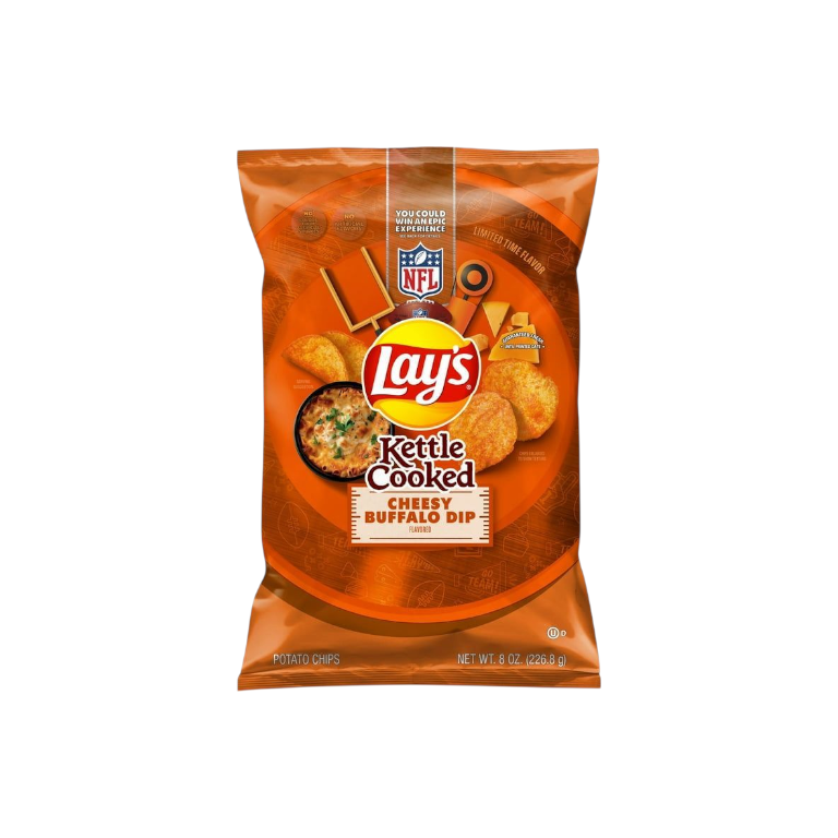 Lay's Kettle Cooked Cheesy Buffalo Dip Potato Chips (USA)