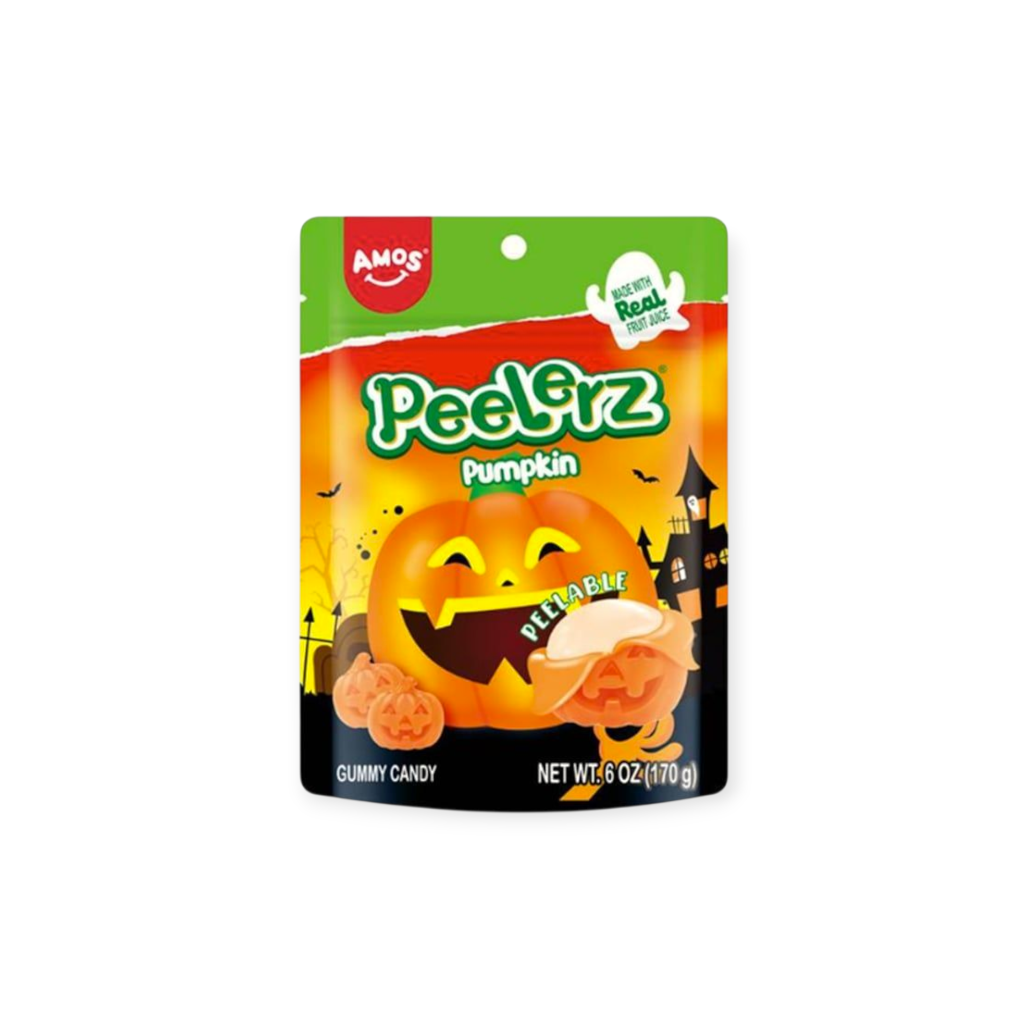 Amos Peelerz Pumpkin Gummy Peelable Candy 6 oz (China)