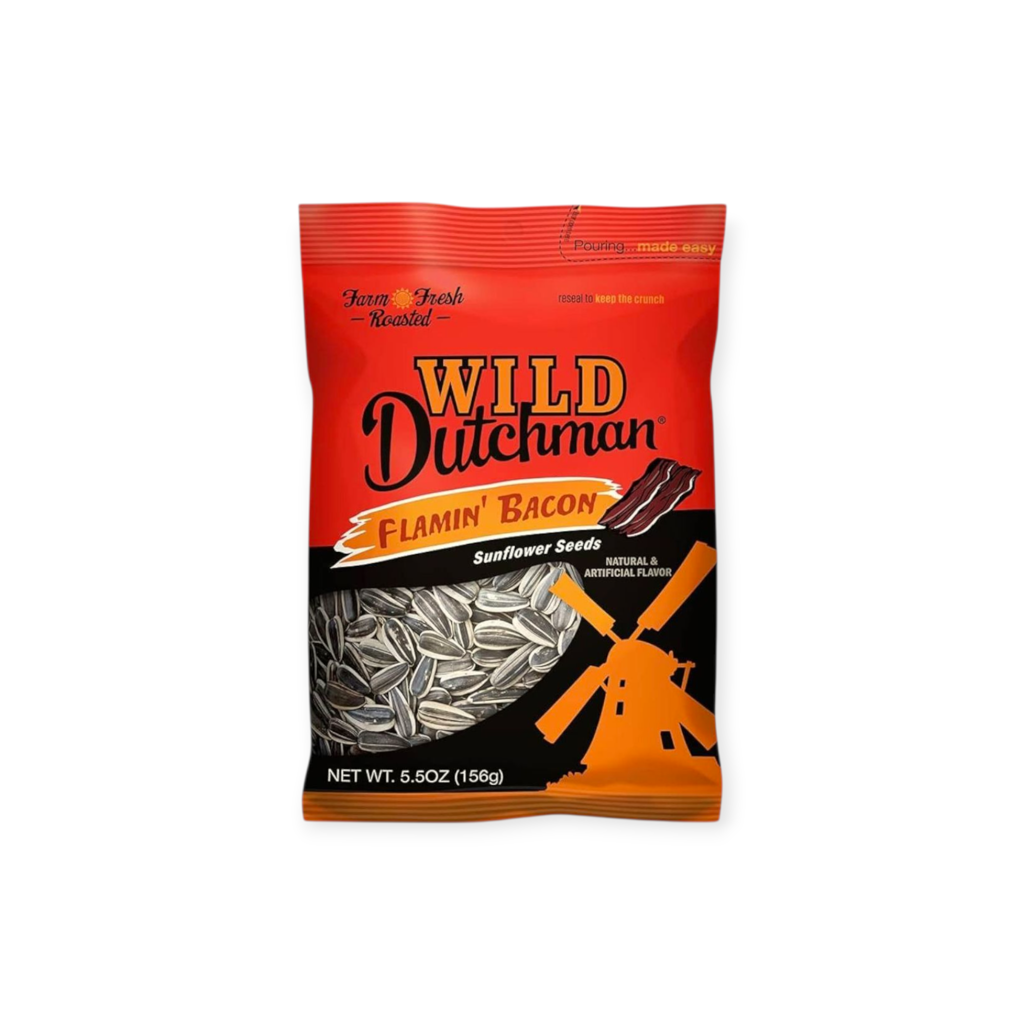 Wild Dutchman Flamin' Bacon Sunflower Seeds - Spicy & Smoky Snack