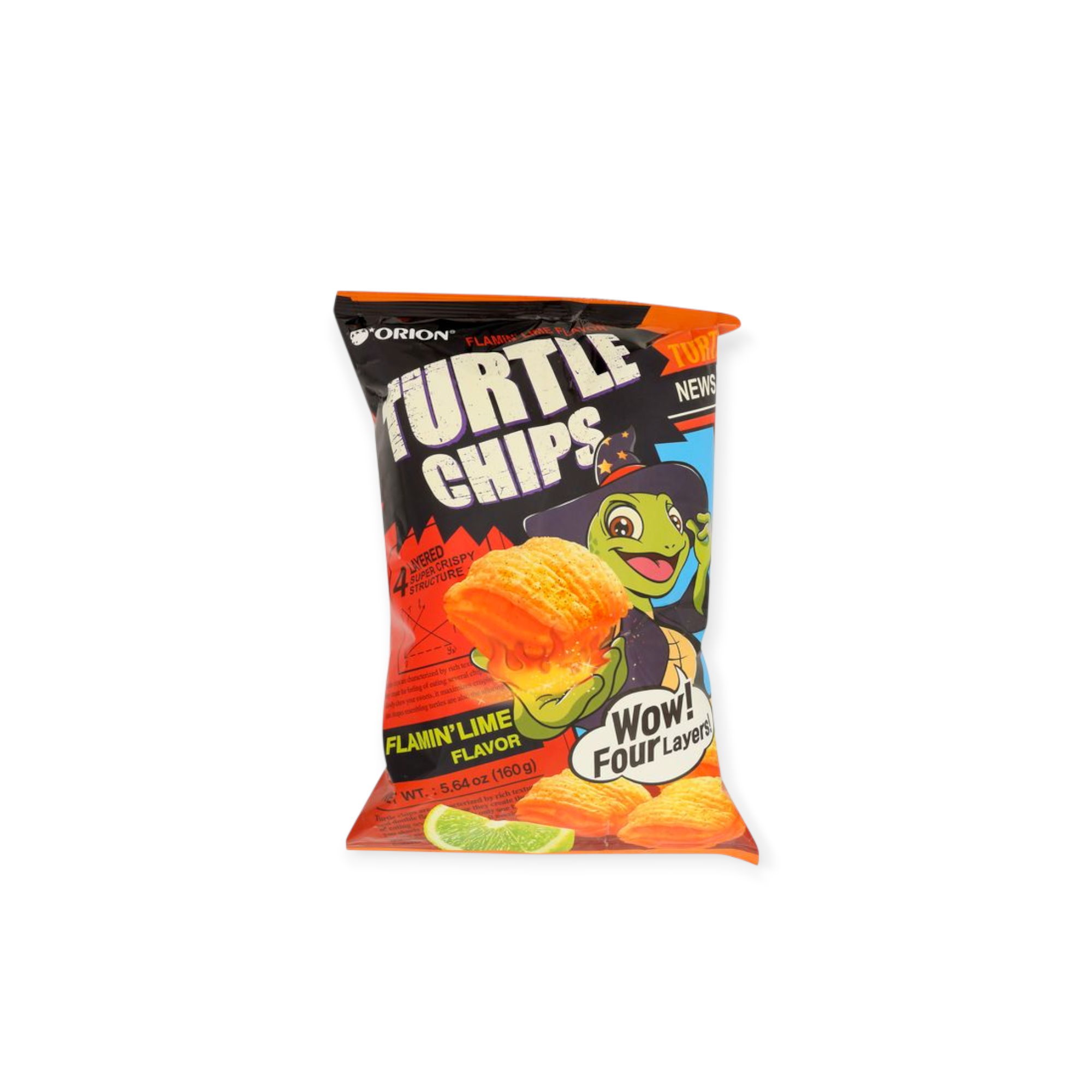 Turtle Chips Flamin' Lime Snack 5.64 oz (Korea)