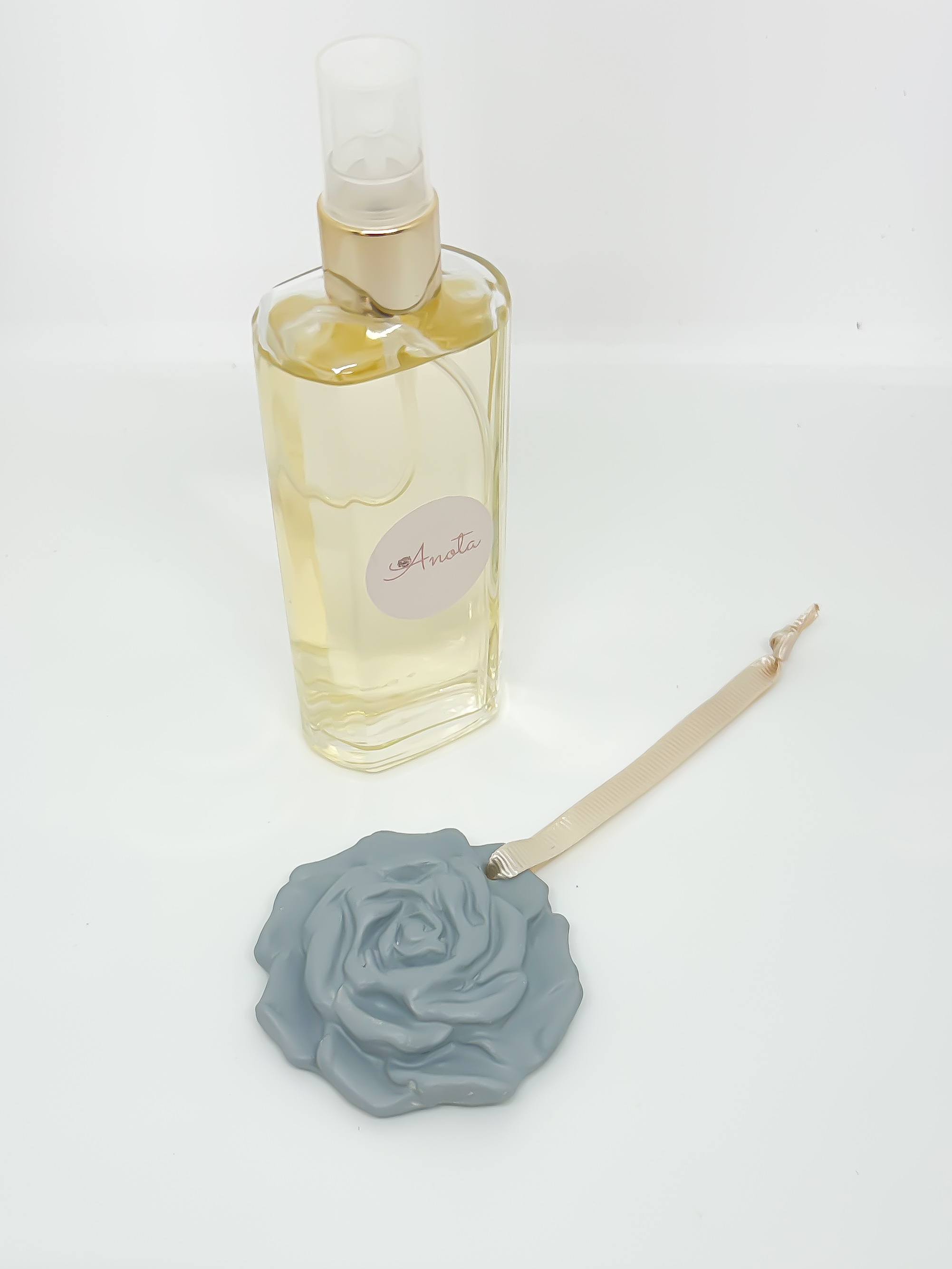 Kit Aromatizador + Pingente Flor Difusora Cinza Azulado