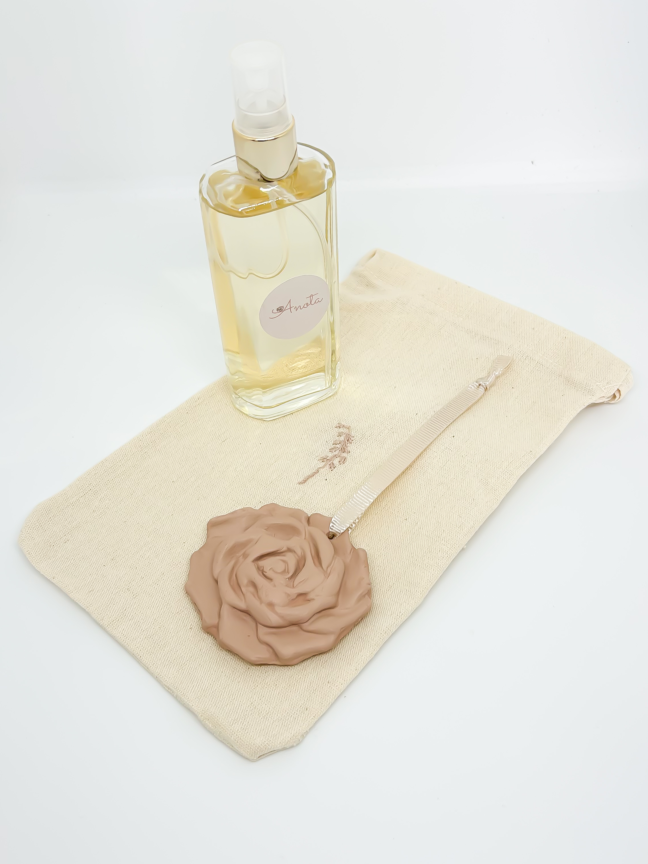 Kit Aromatizador + Pingente Flor Difusora Rosa Dusty