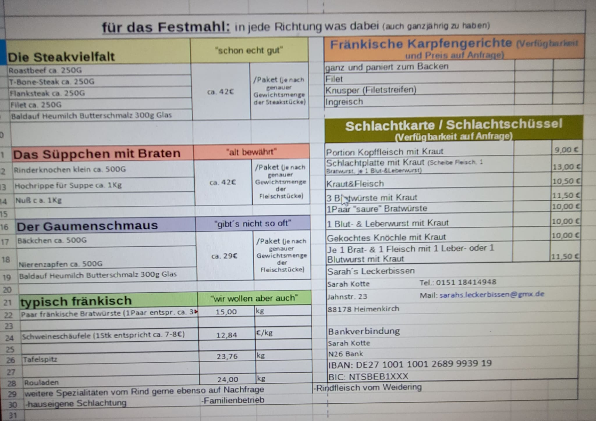 diverse Fleischwaren aus Familienbetrieb