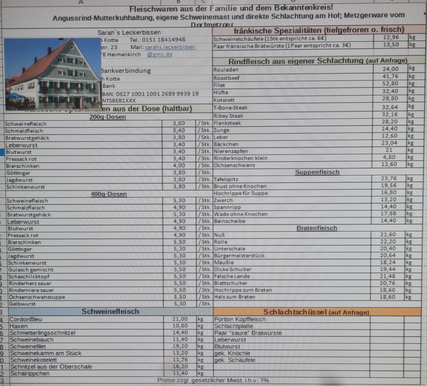 diverse Fleischwaren aus Familienbetrieb