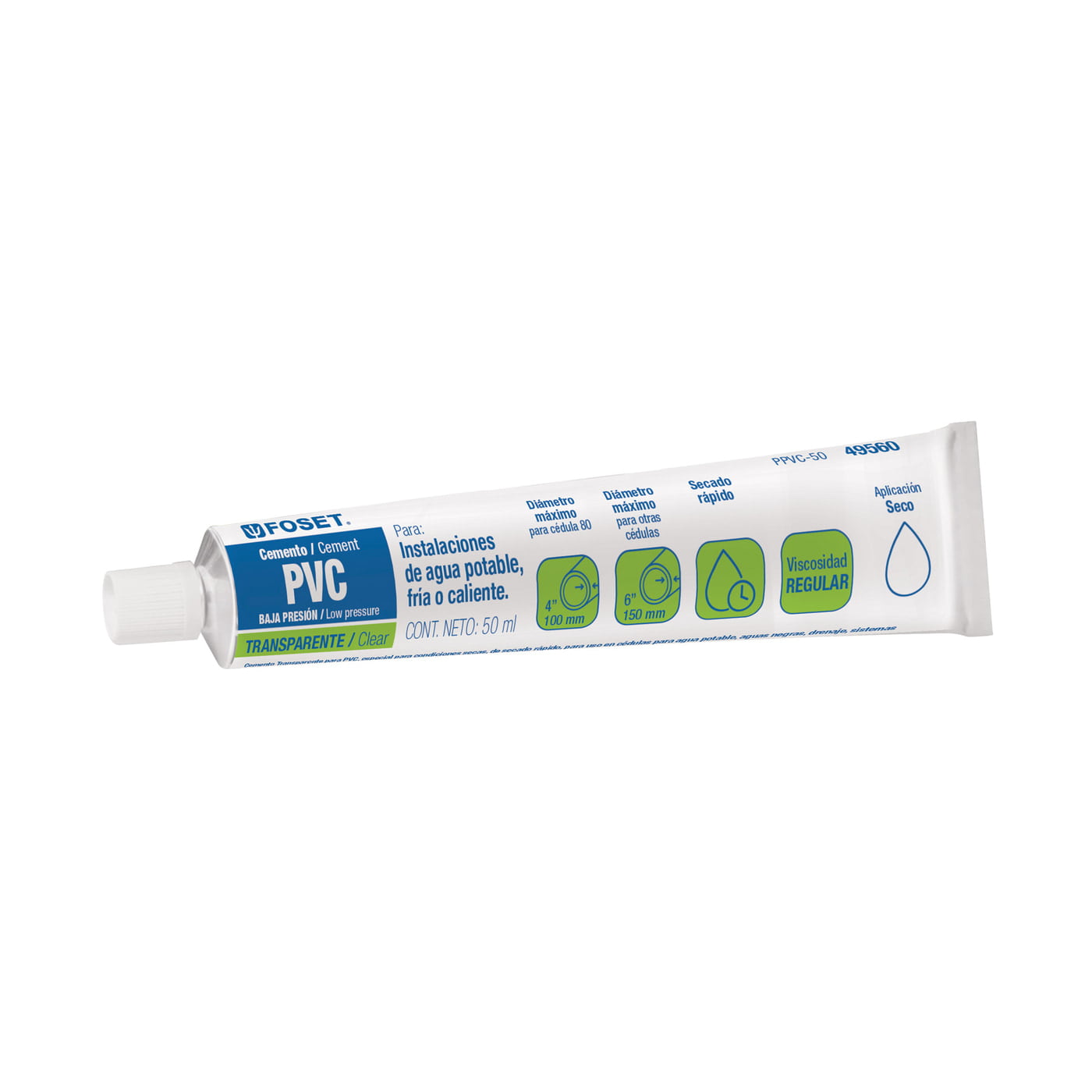 CEMENTO PARA PVC TUBO 50G TRANSPARENTE ( 49560 )