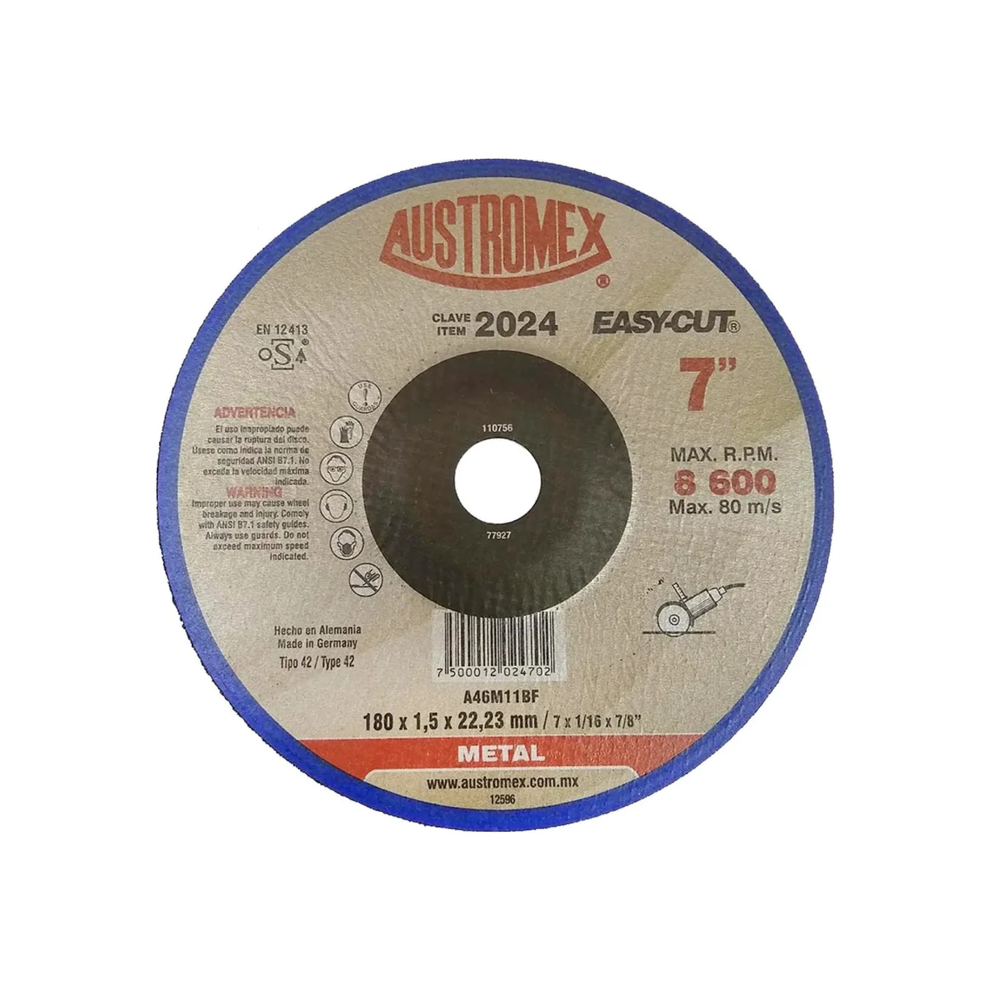 DISCO 2024 DE CUBO P/METAL 7 AUSTROMEX