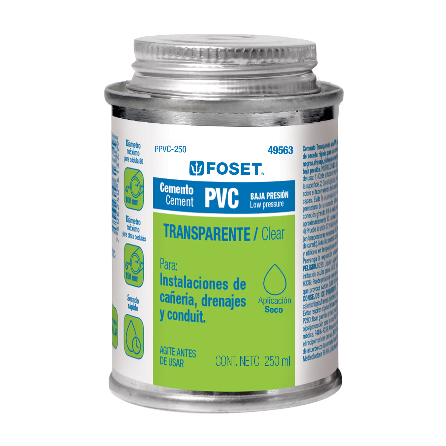 CEMENTO PARA PVC TUBO 250ML TRANSPARENTE ( 49563 )
