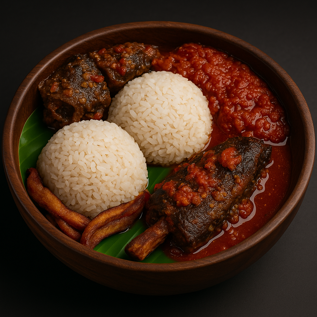 Tasty Plain Rice with Stew