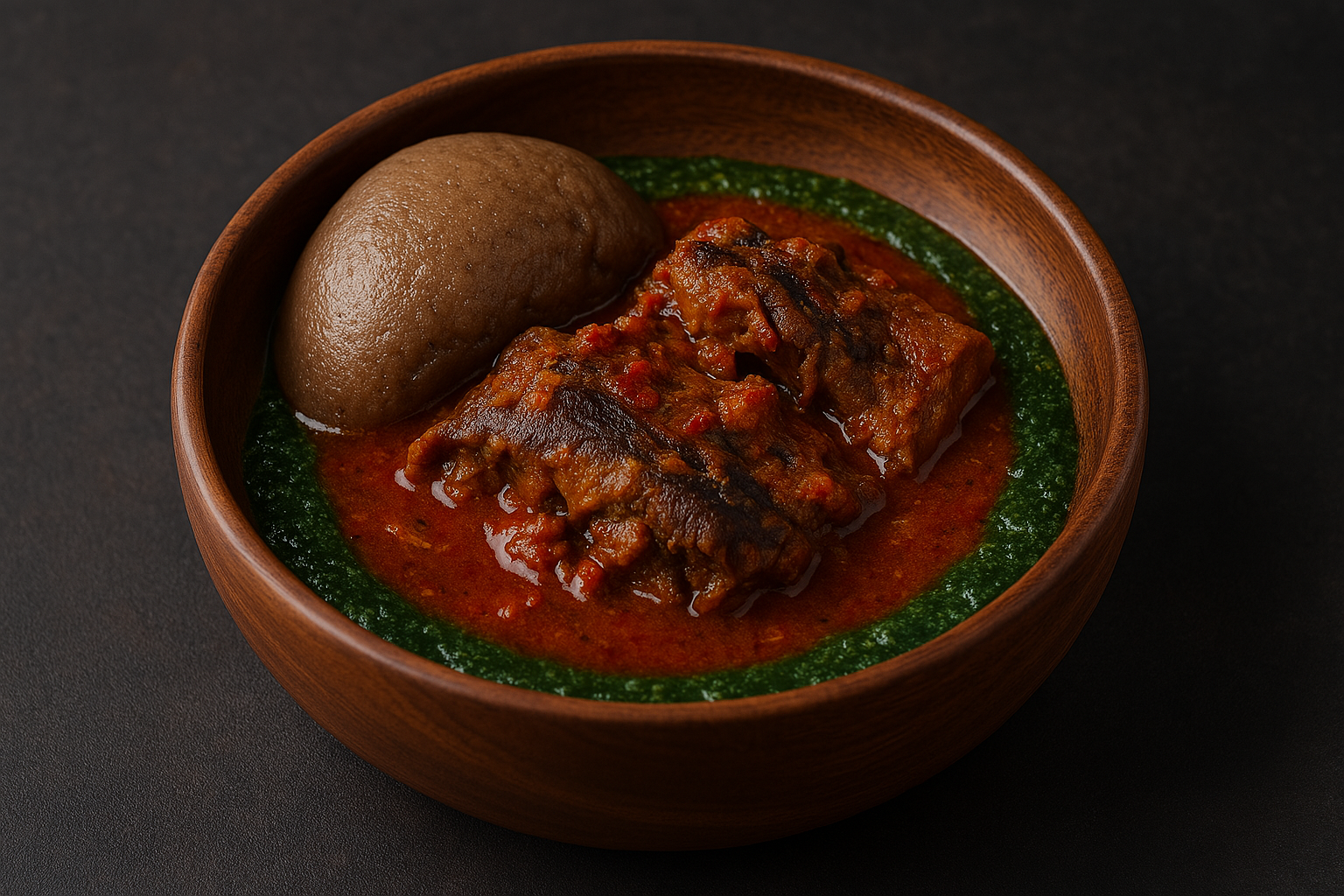Amala and Ewedu with stew (omi obe)