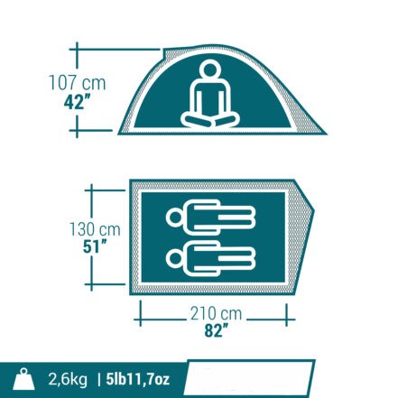 2 Person Decathlon Quechua camping tent