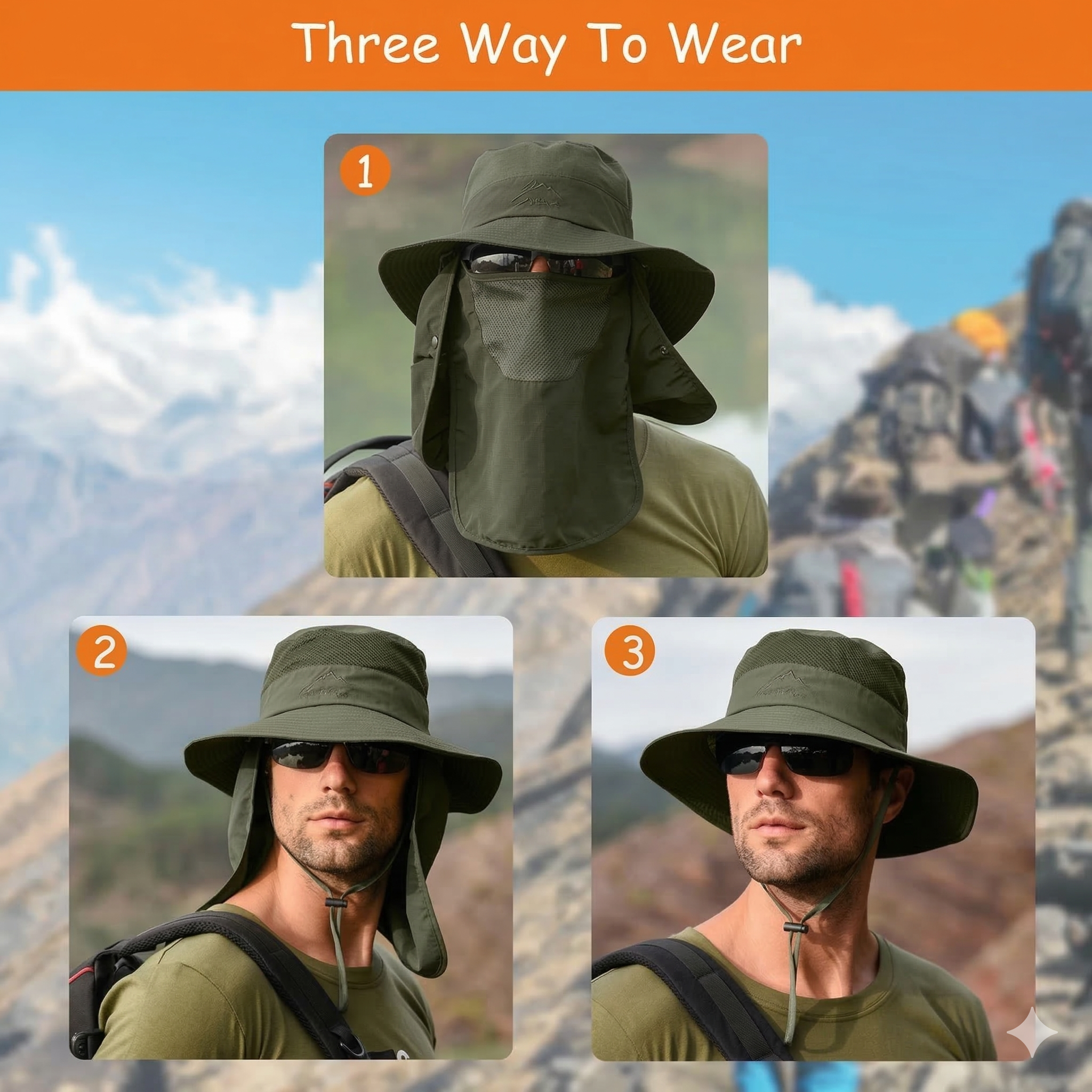 Summer Sun Hats UV Protection Outdoor Hunting Fishing Cap For Men Women Hiking Camping Visor Bucket Hat Neck Flap Fisherman Hat