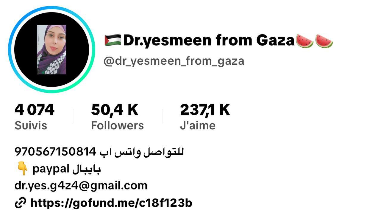 Dr.yesmeen from Gaza Social Media Profile