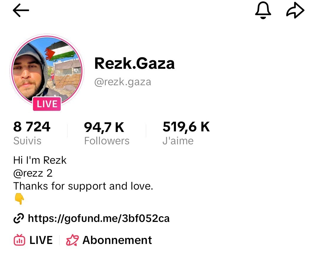 Rezk.Gaza Social Media Account
