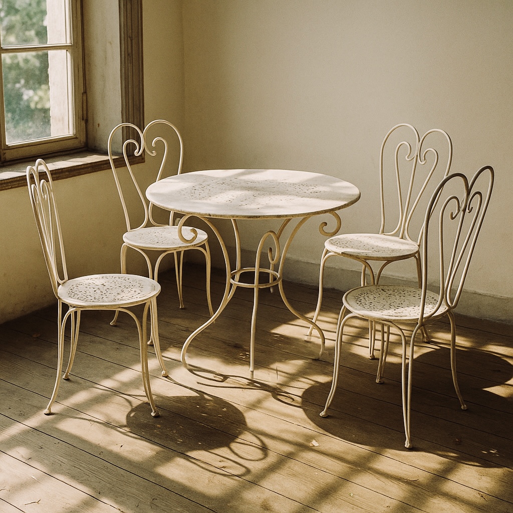 Table de jardin en fer forgé avec 4 chaises