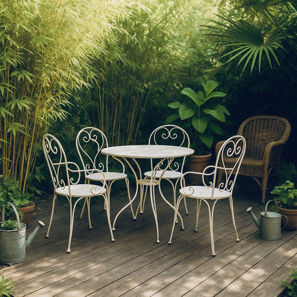 Table de jardin en fer forgé avec 4 chaises