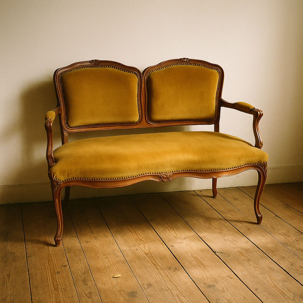 Banquette velours Louis XV