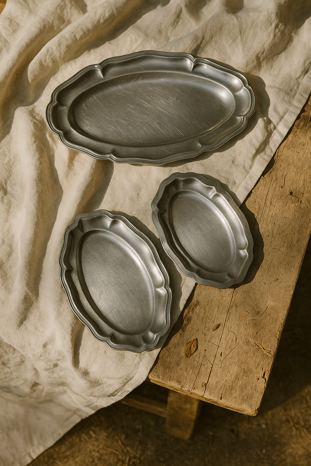 Plats de service en inox vintage