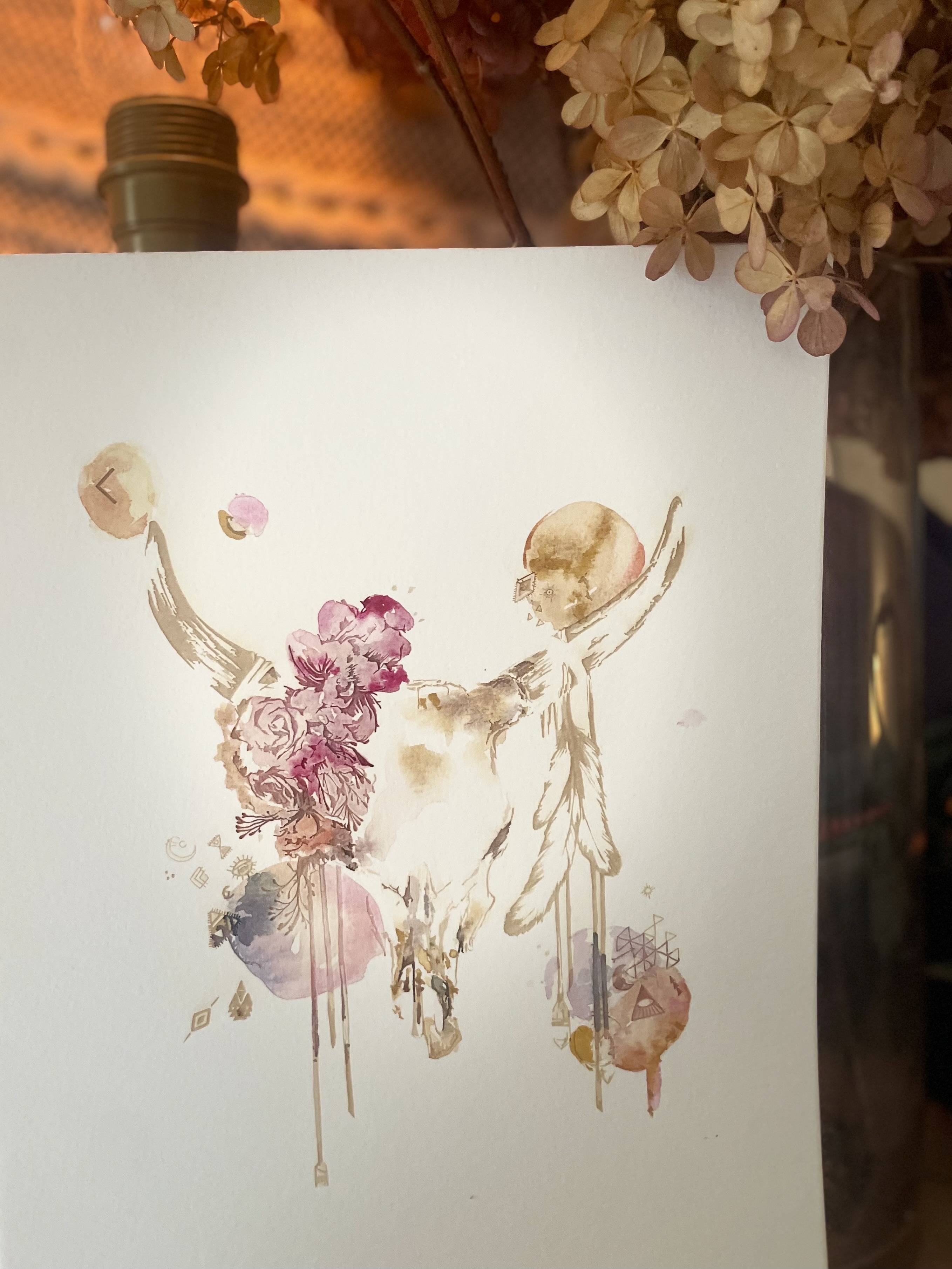 Aquarelles sur papier gravé