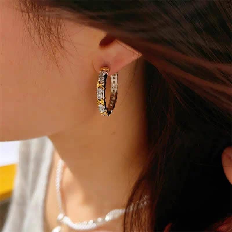 Two-tone Hoop Earrings (23mm)