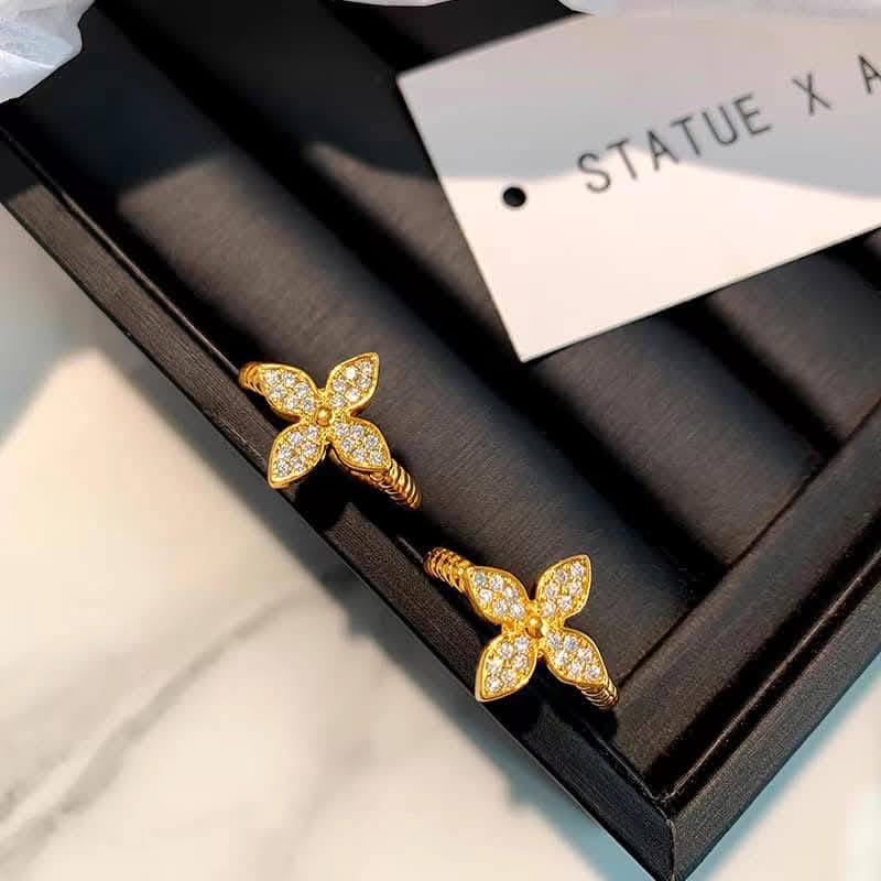 Floral CZ Hoop Earrings