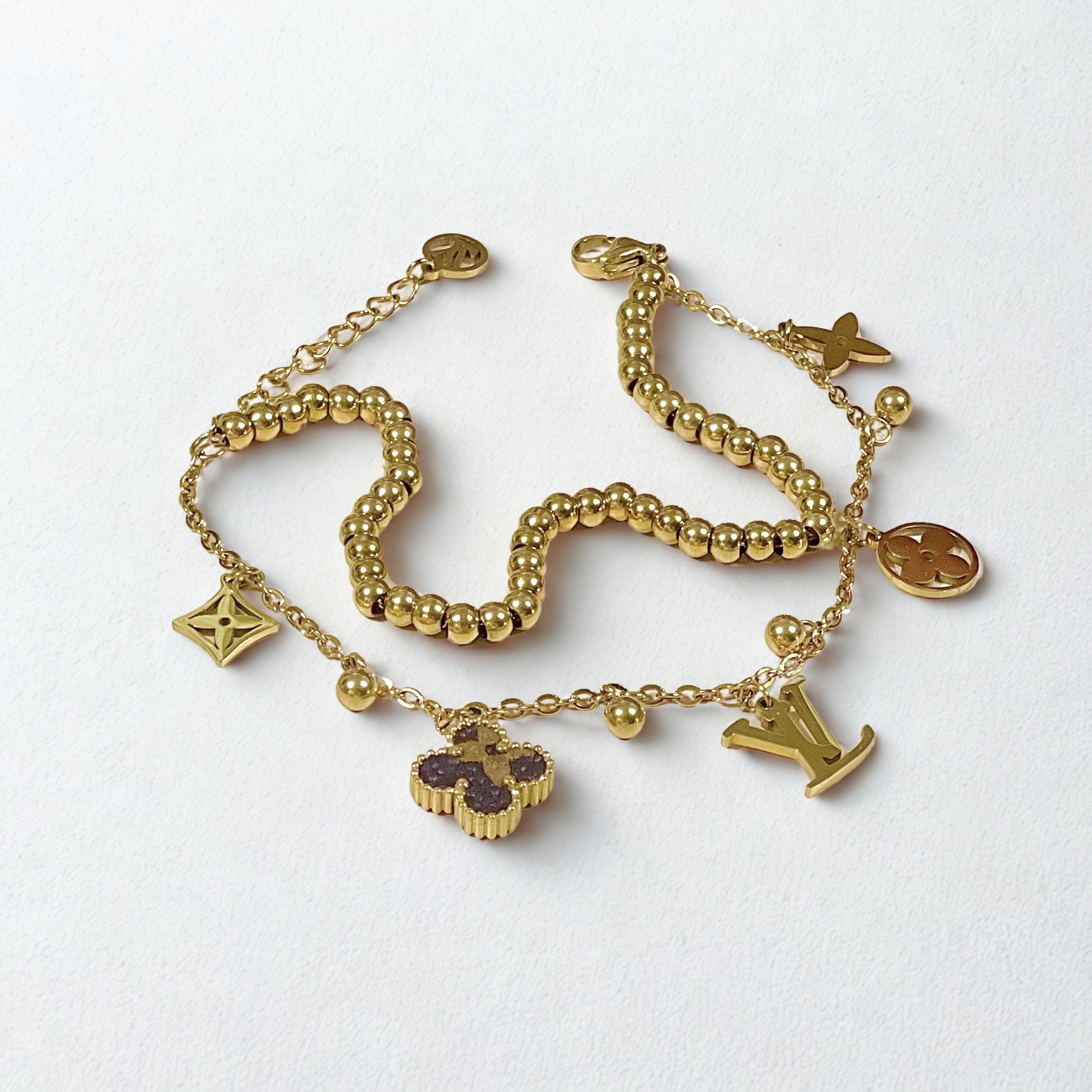 Gold Charm Layered Bracelet