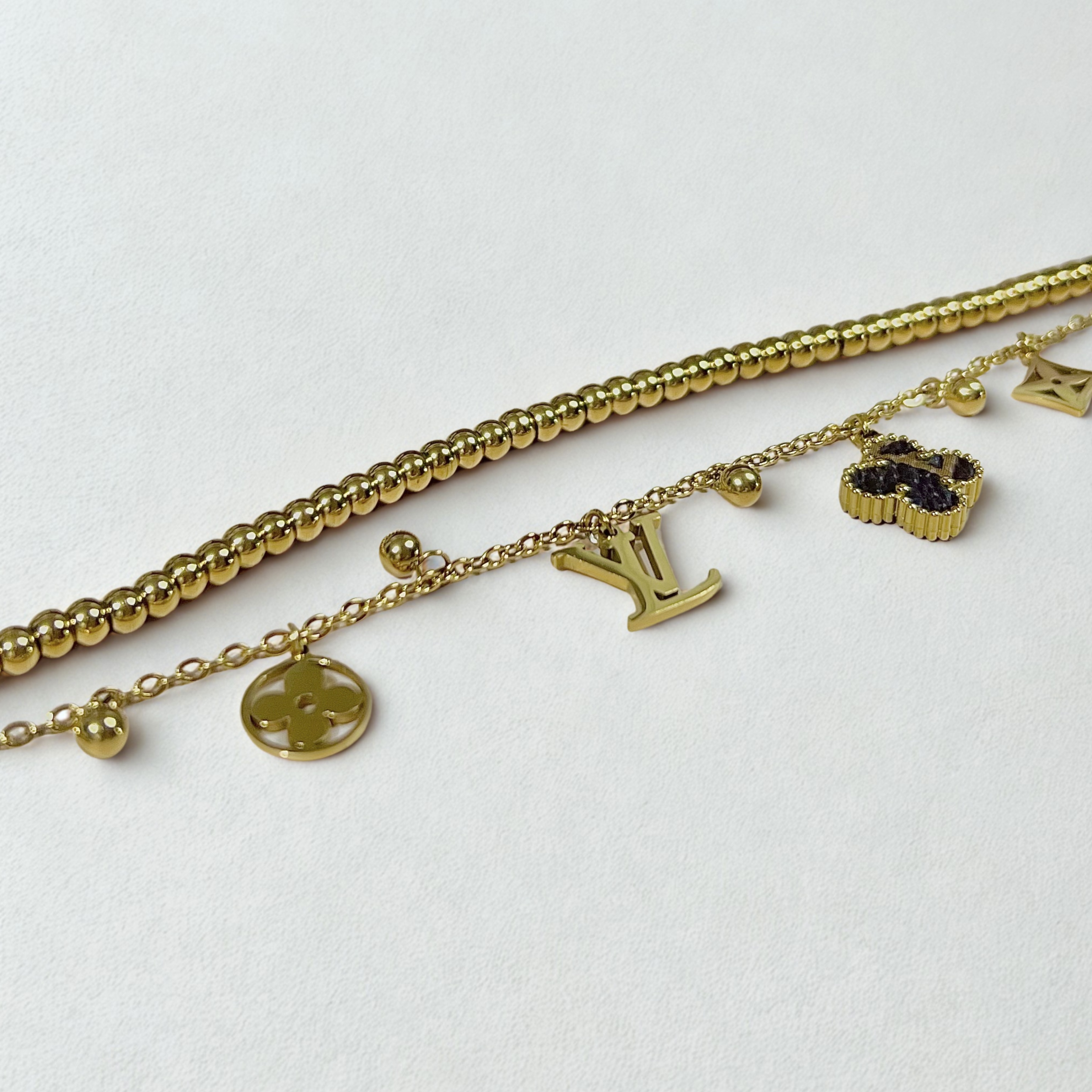 Gold Charm Layered Bracelet
