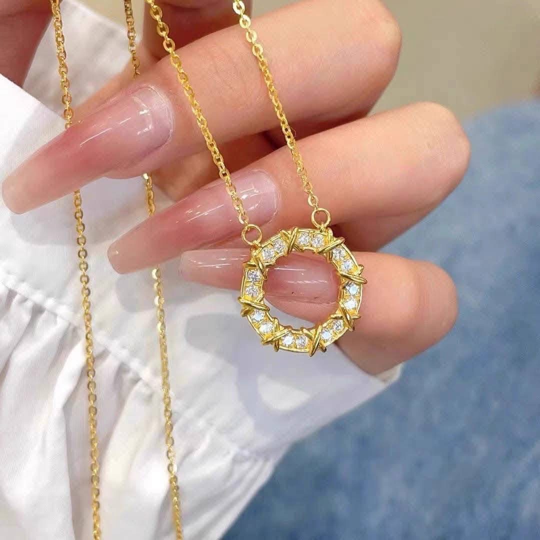  Round with Cross Accent Necklace