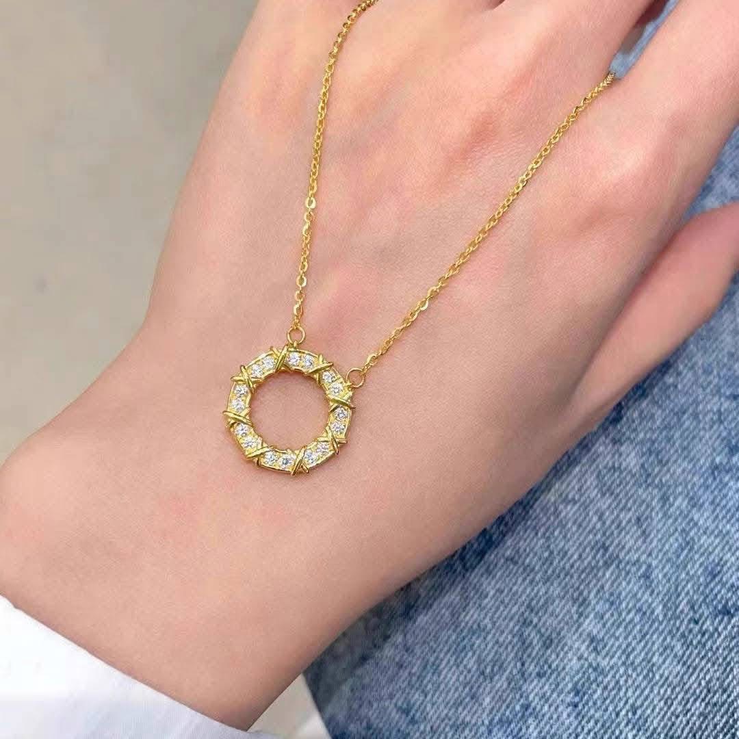  Round with Cross Accent Necklace