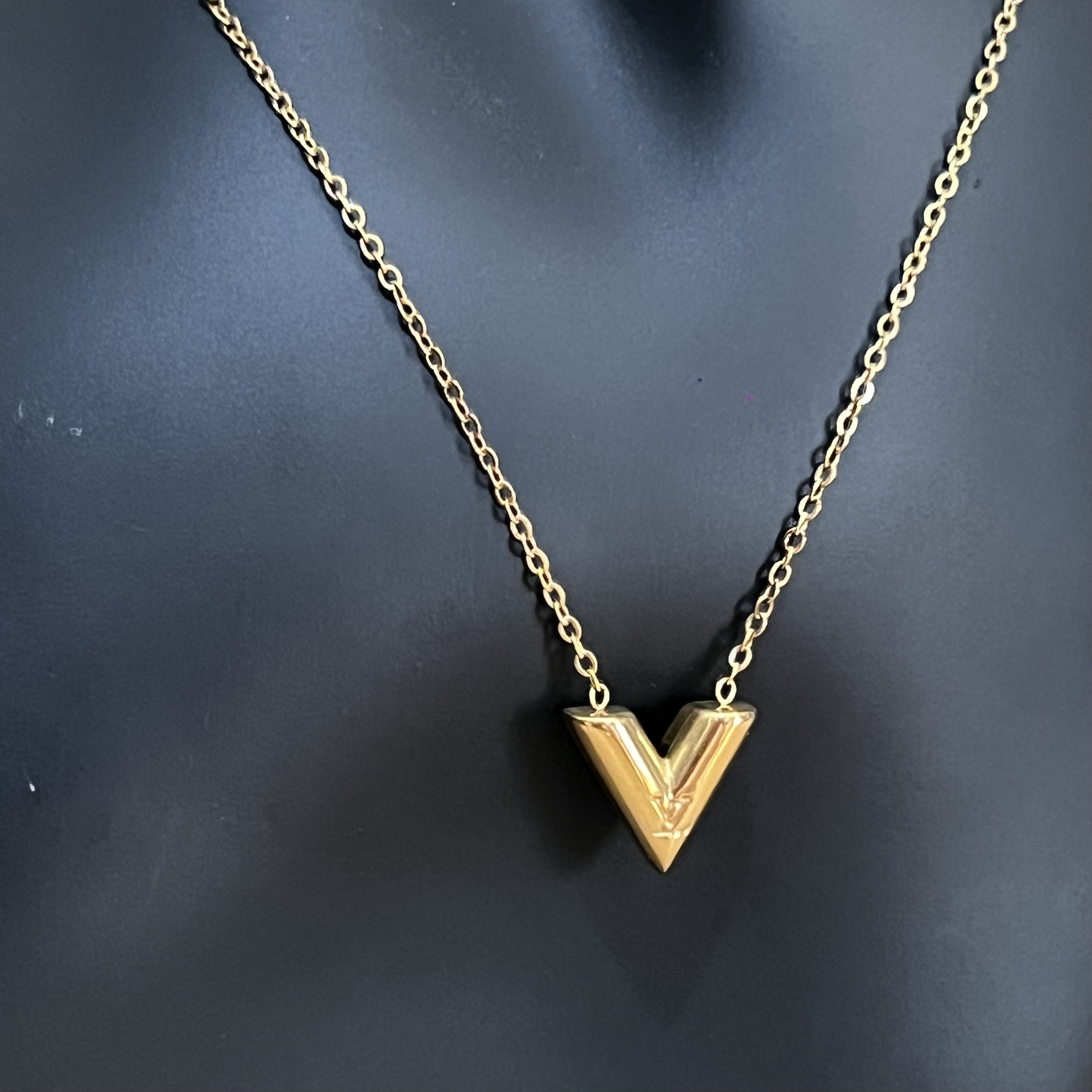 Gold V-Shaped Pendant Necklace