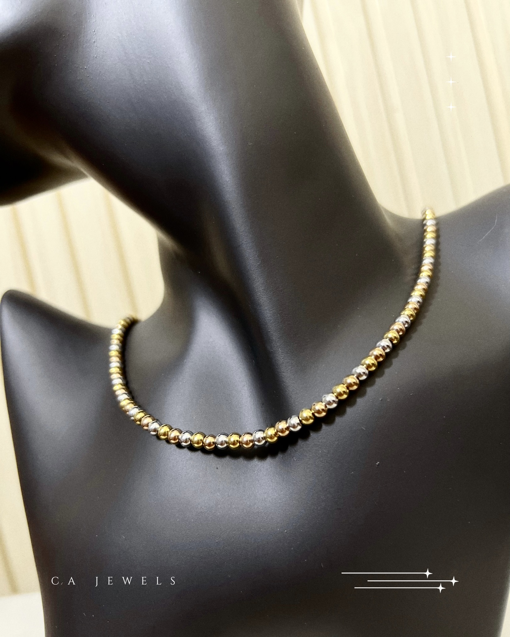 Tricolor Bubble Necklace (4mm)