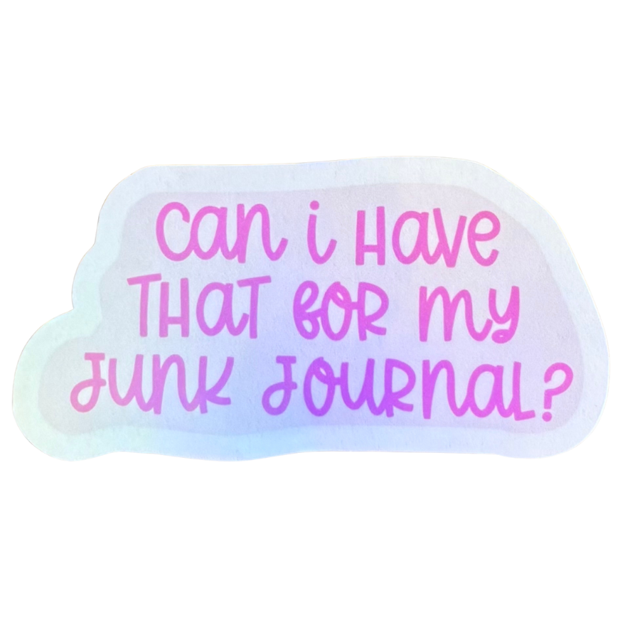 Junk Journal Sticker - Pink/White
