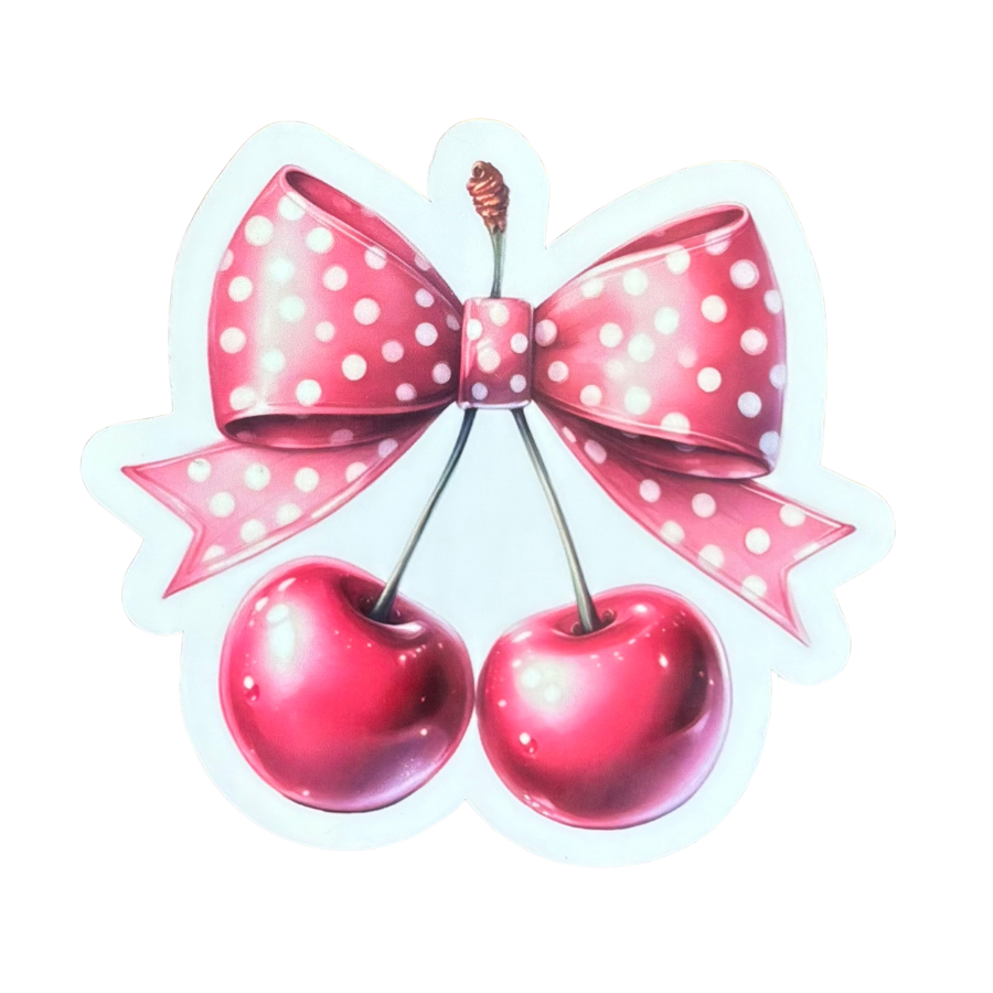 Coquette Cherries with a Bow Sticker