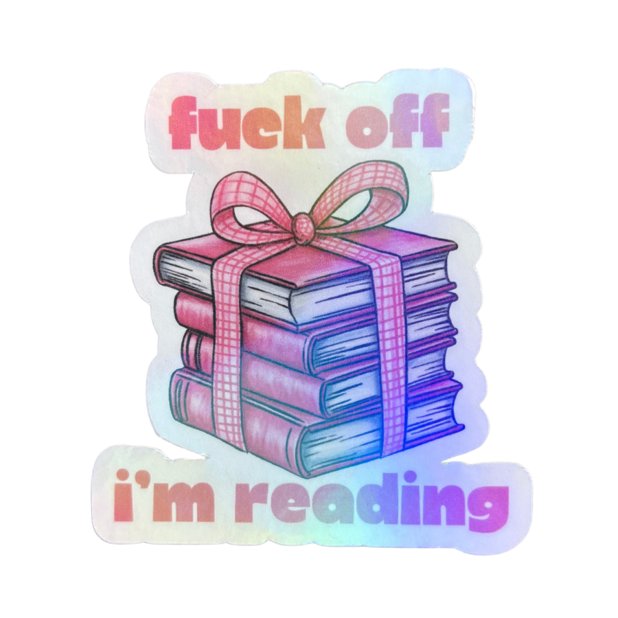 Fuck Off I'm Reading Sticker - Pink Stack