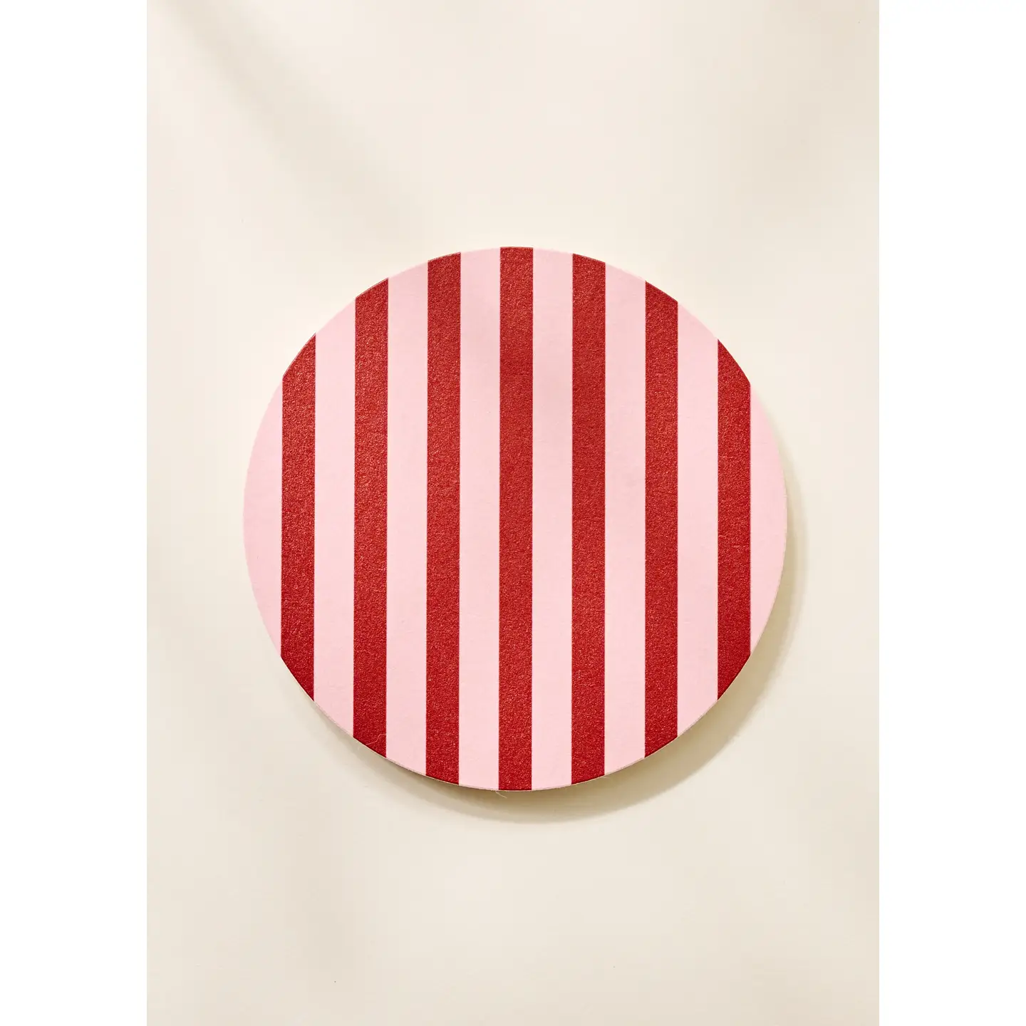 Pink and Maroon Striped Coaster Set