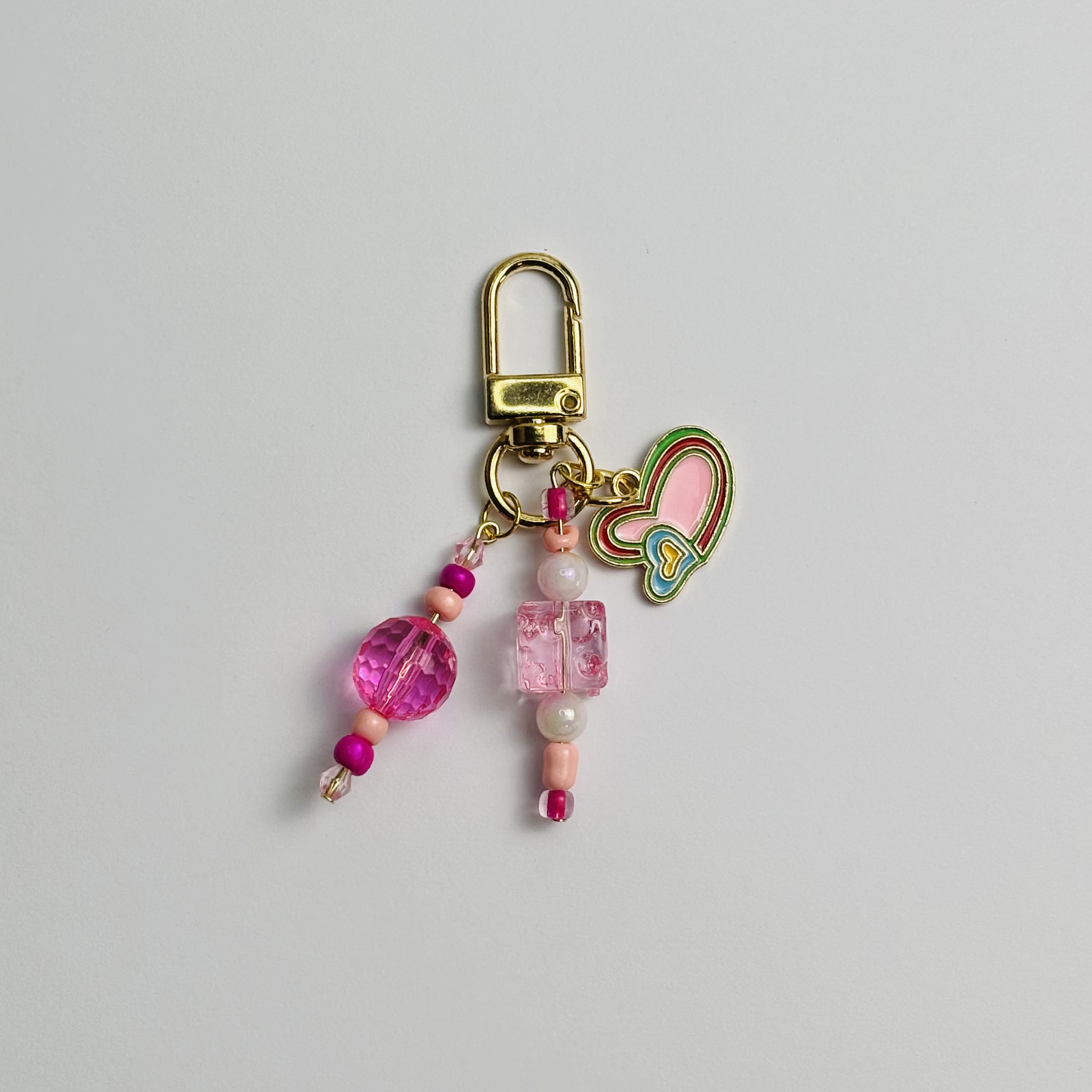 Pink Heart and Cube Journal Charm