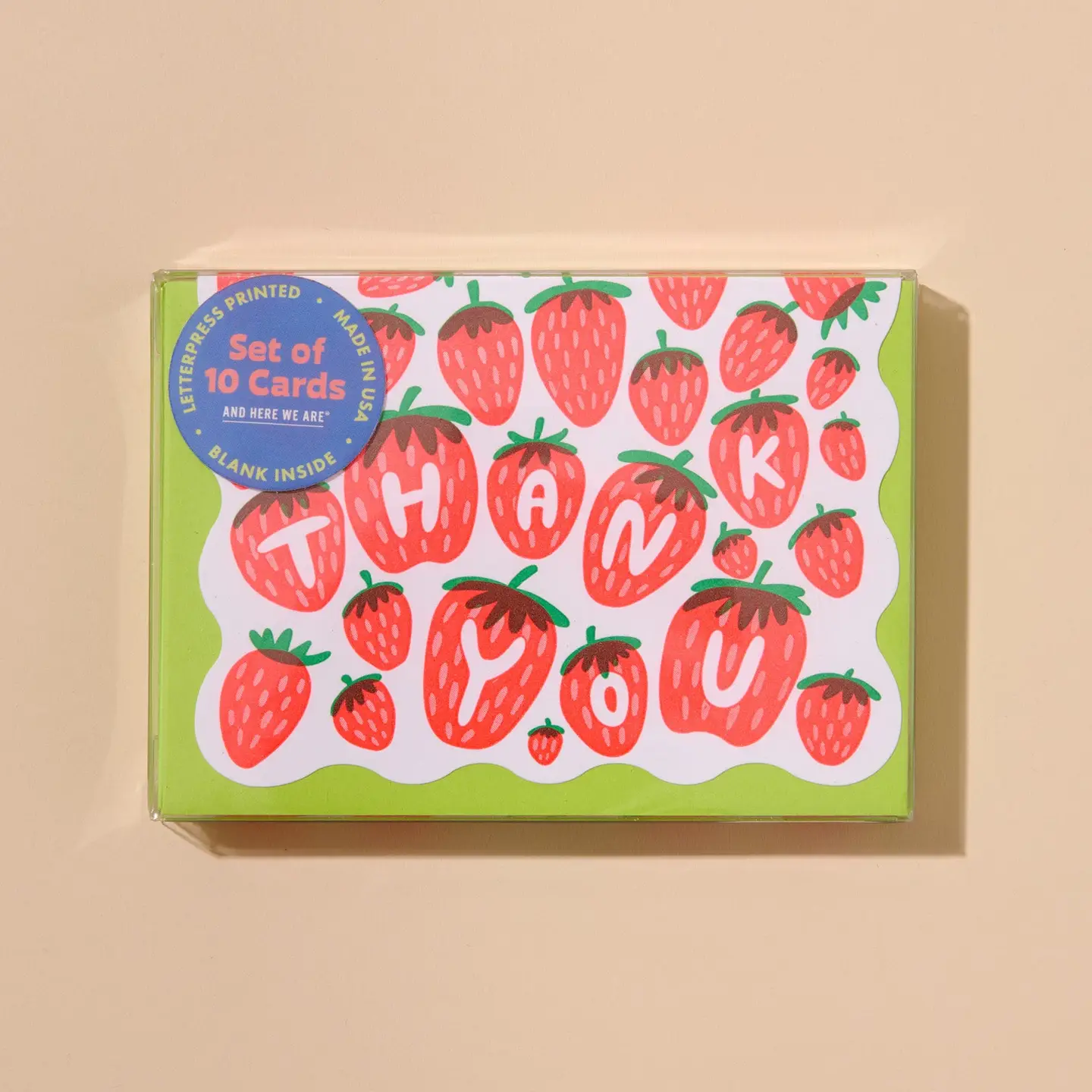 Strawberry Letterpress Thank You Card Set