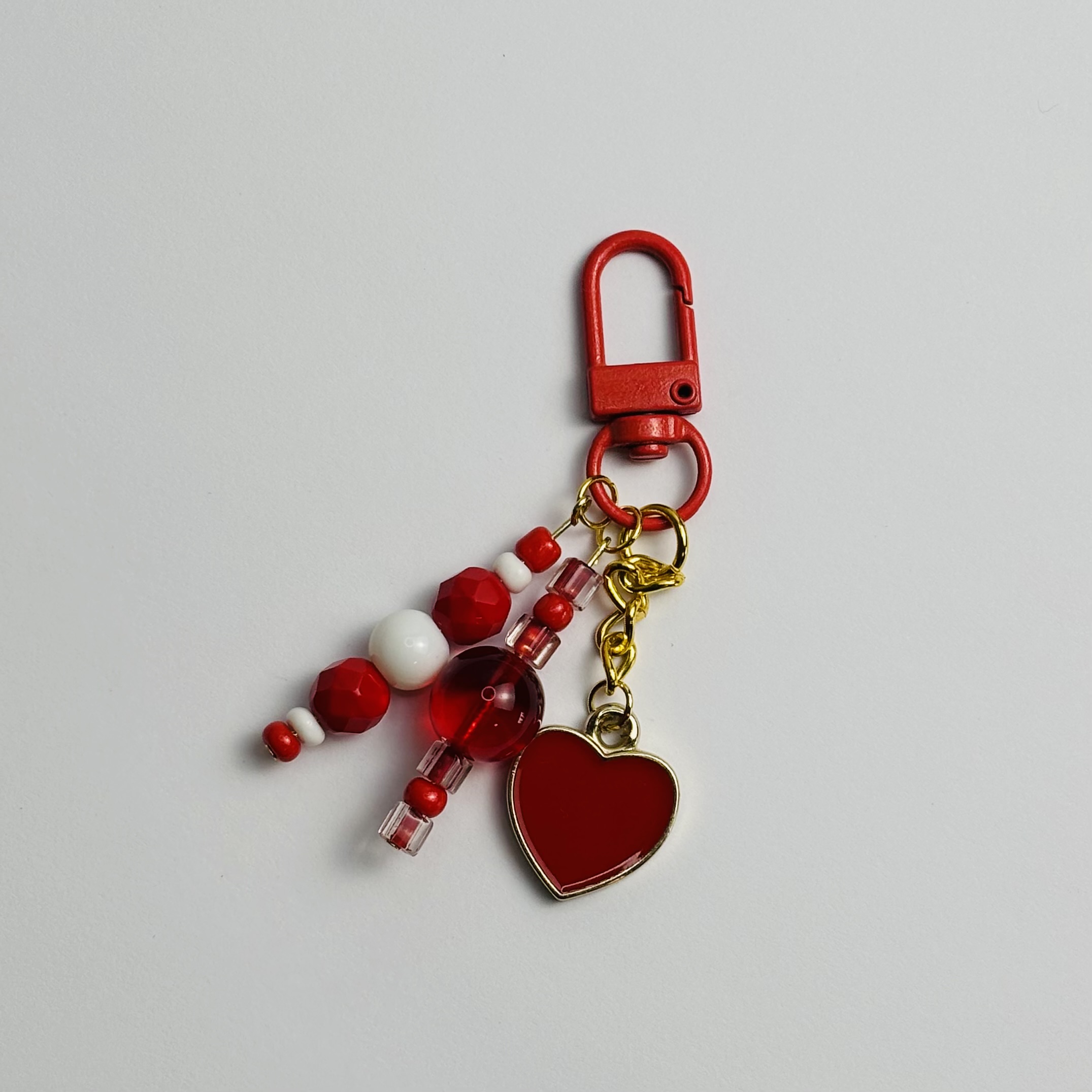 Red Heart w/ White Beads Journal Charm