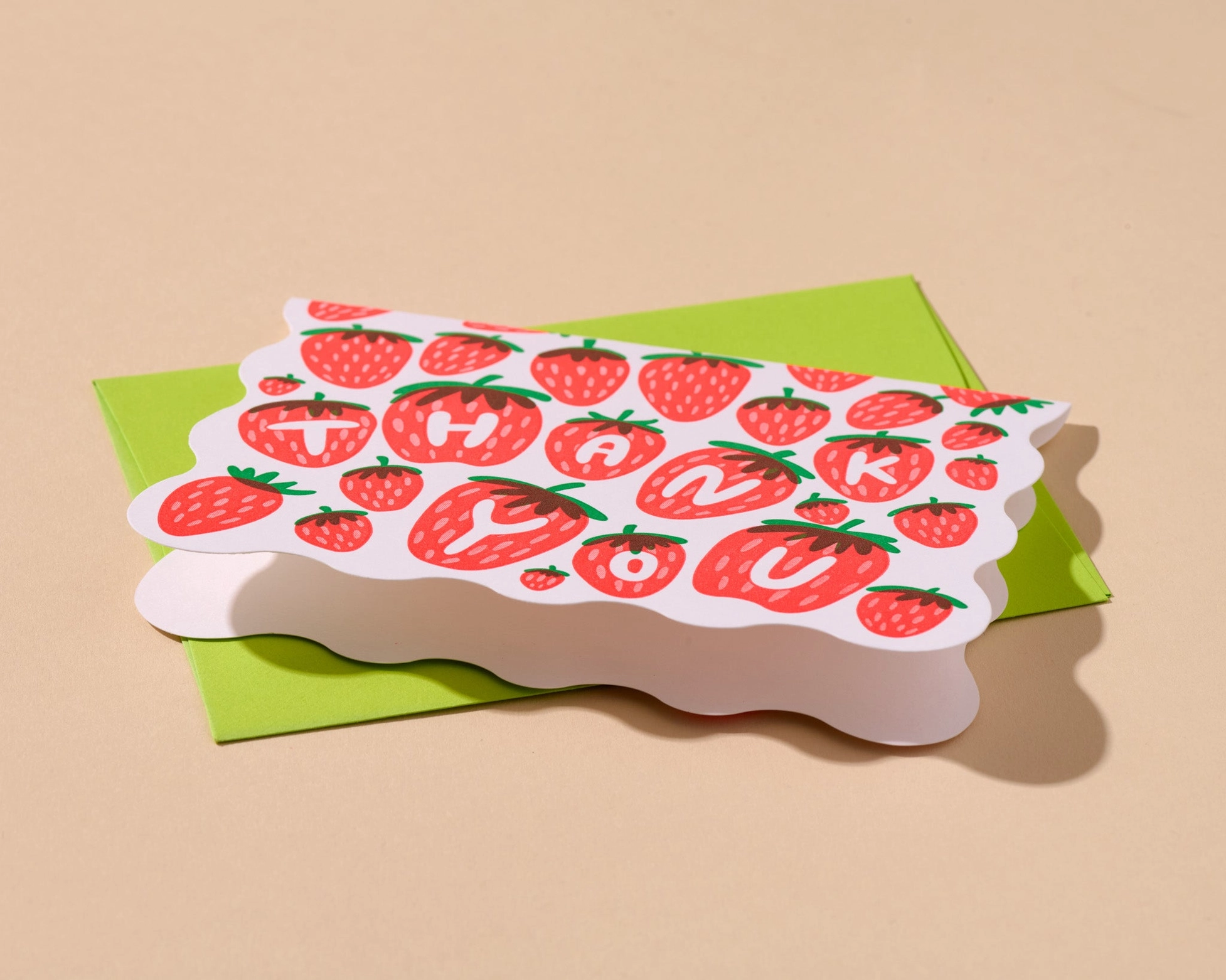 Strawberry Letterpress Thank You Card Set
