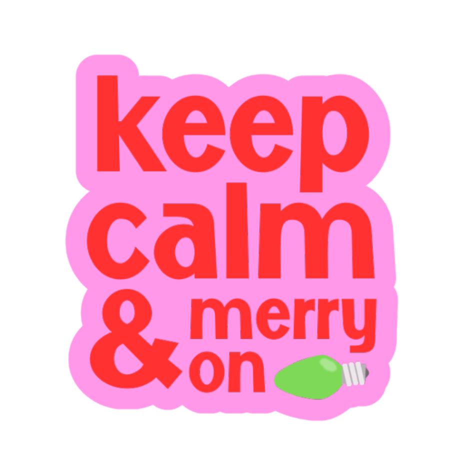 Keep Calm and Merry On Sticker - Pink