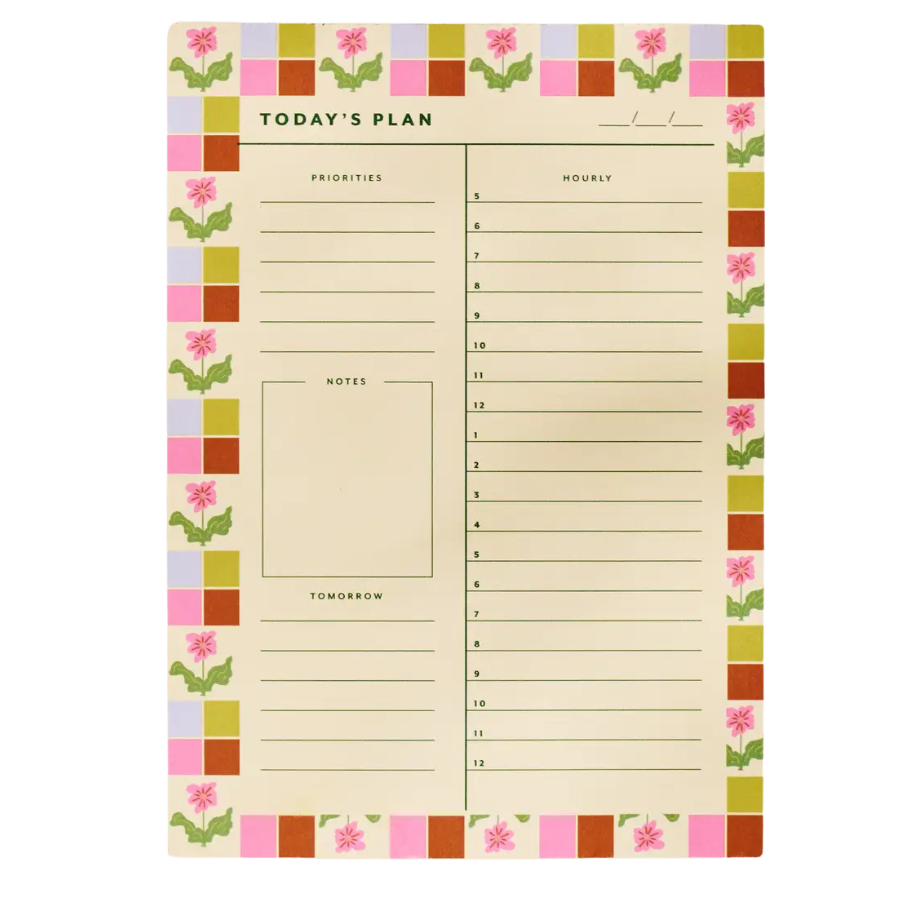 Checkered Flower Daily Planner Notepad