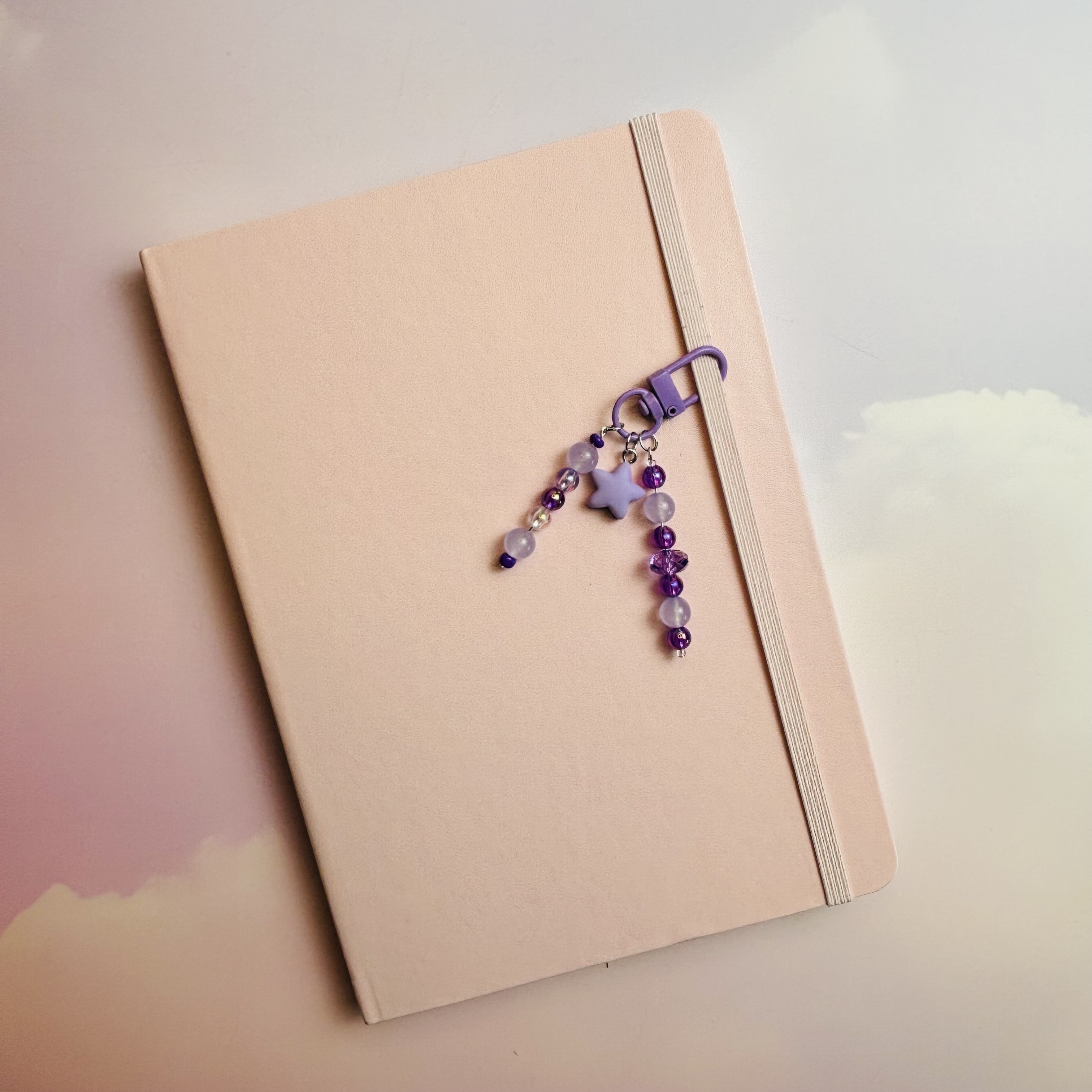 Purple Star w/ Oval Bead Journal Charm