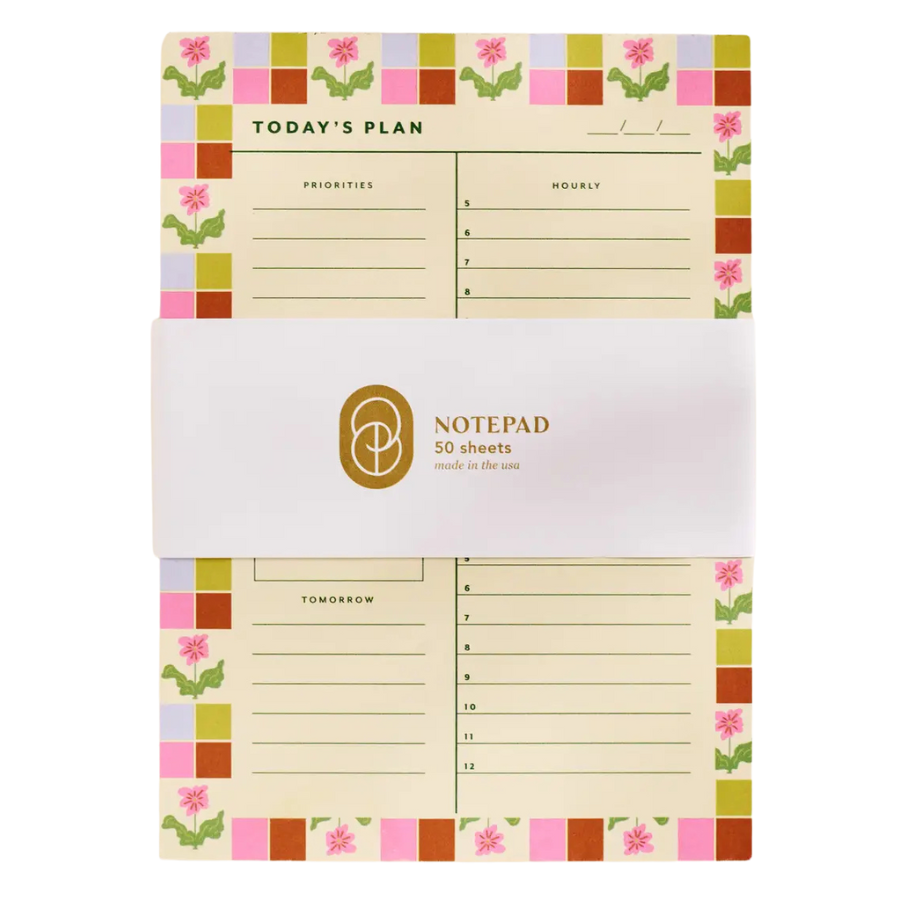 Checkered Flower Daily Planner Notepad