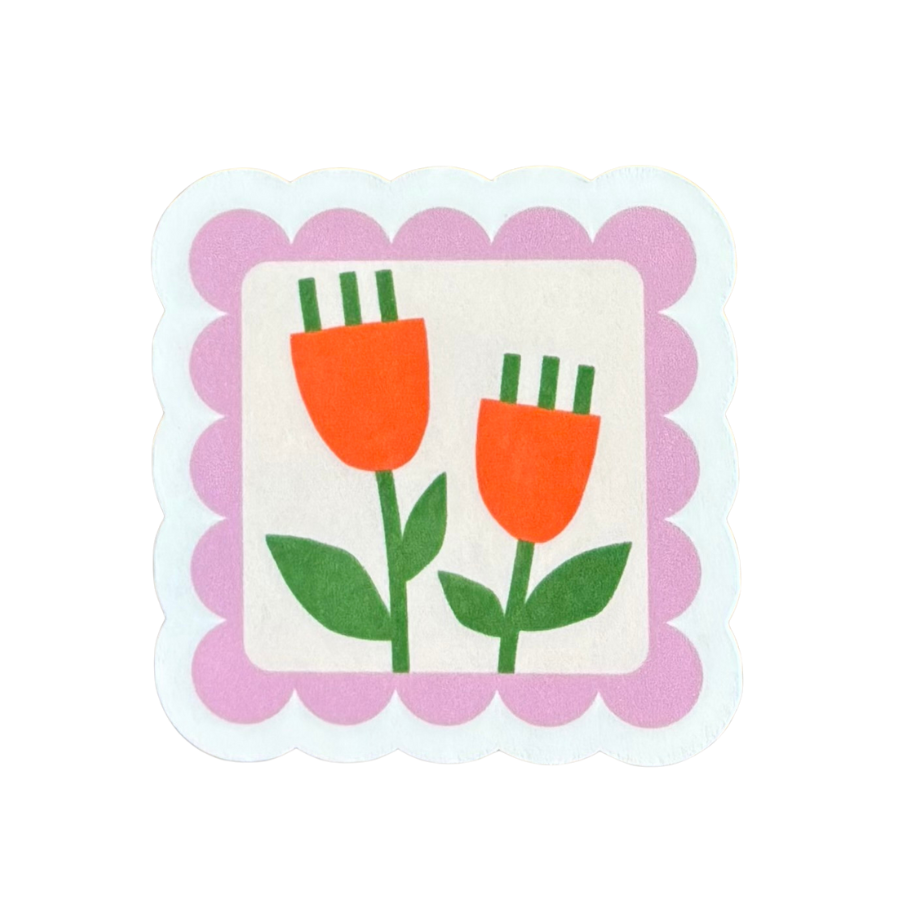 Flower Postage Stamp Sticker