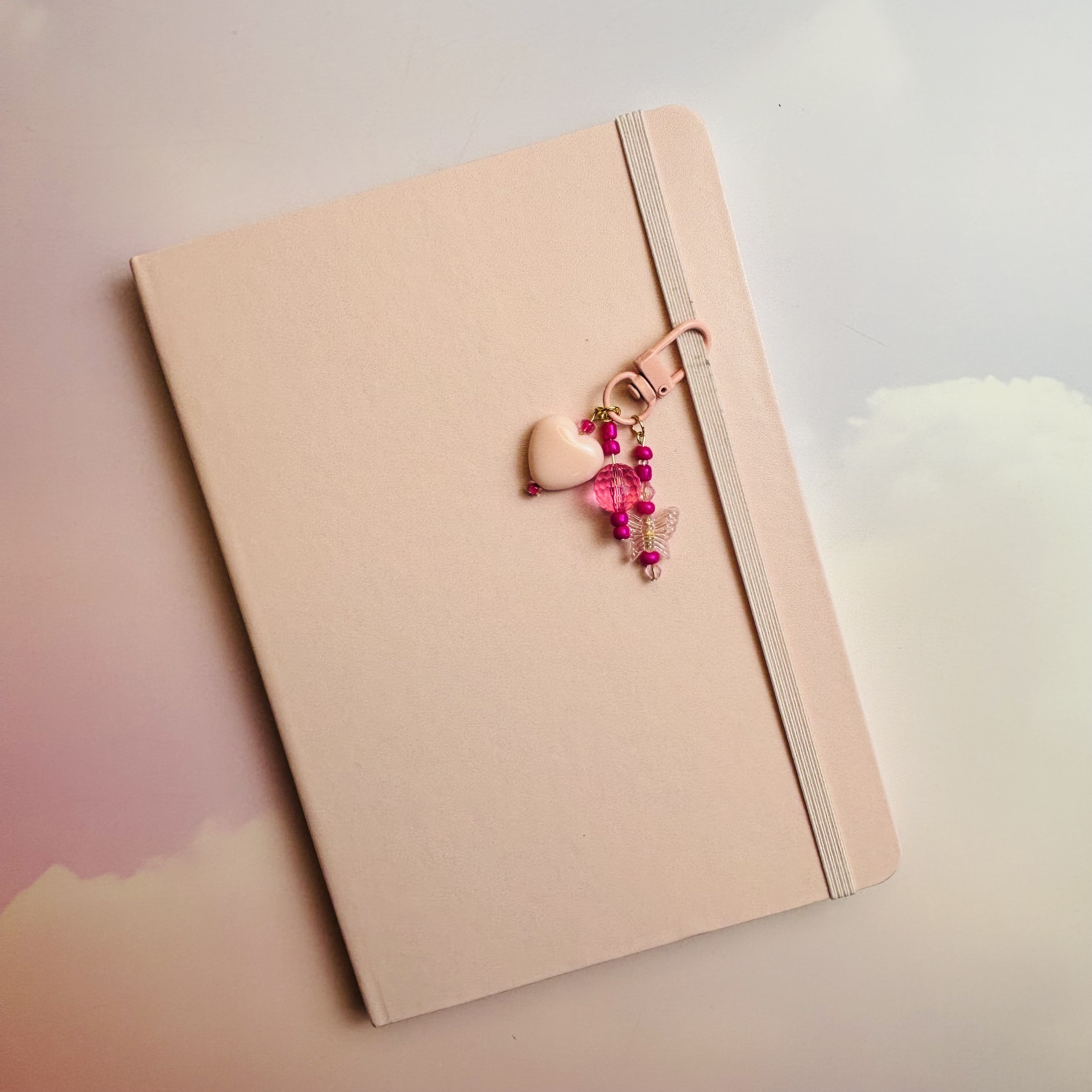 Pink Heart and Butterfly Journal Charm