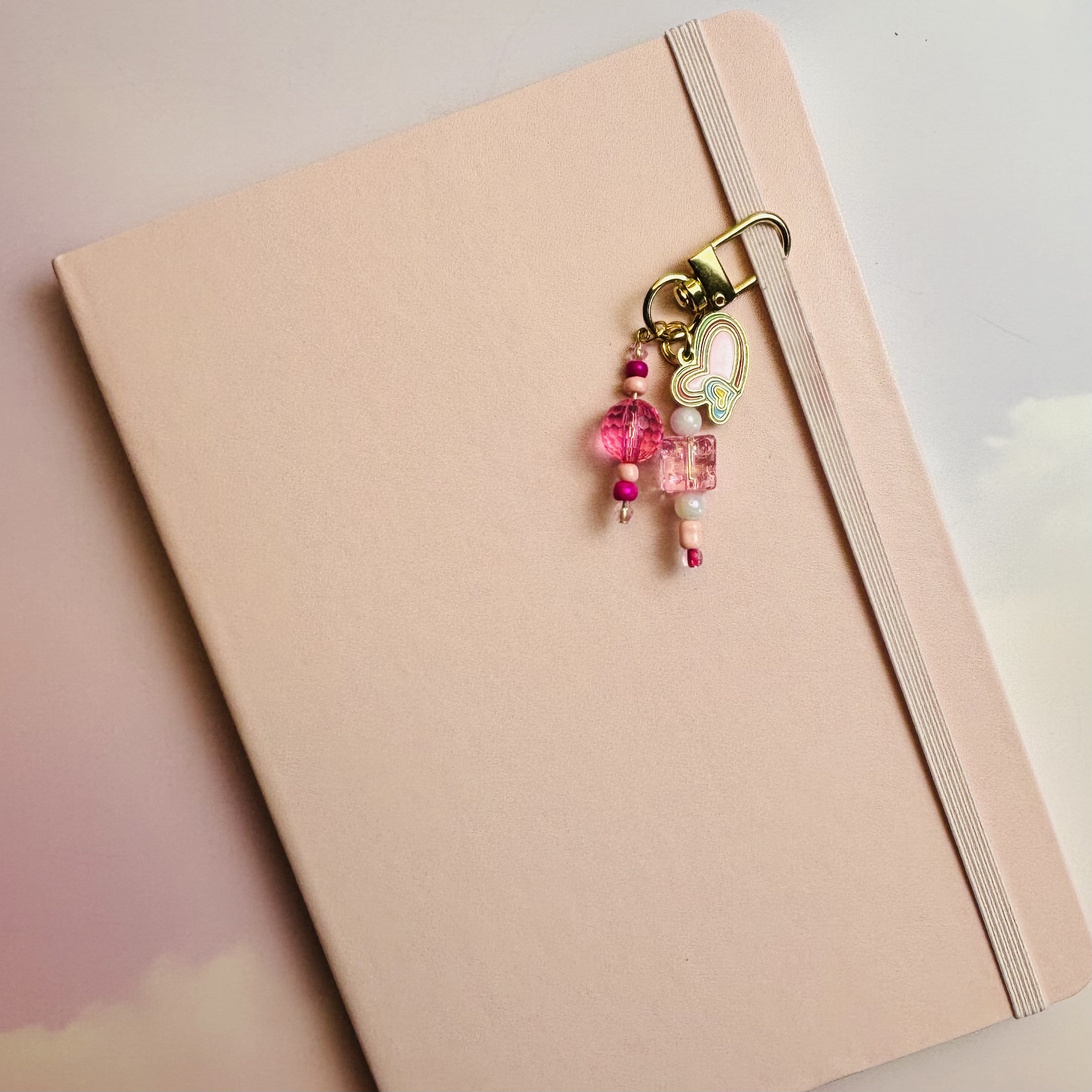 Pink Heart and Cube Journal Charm