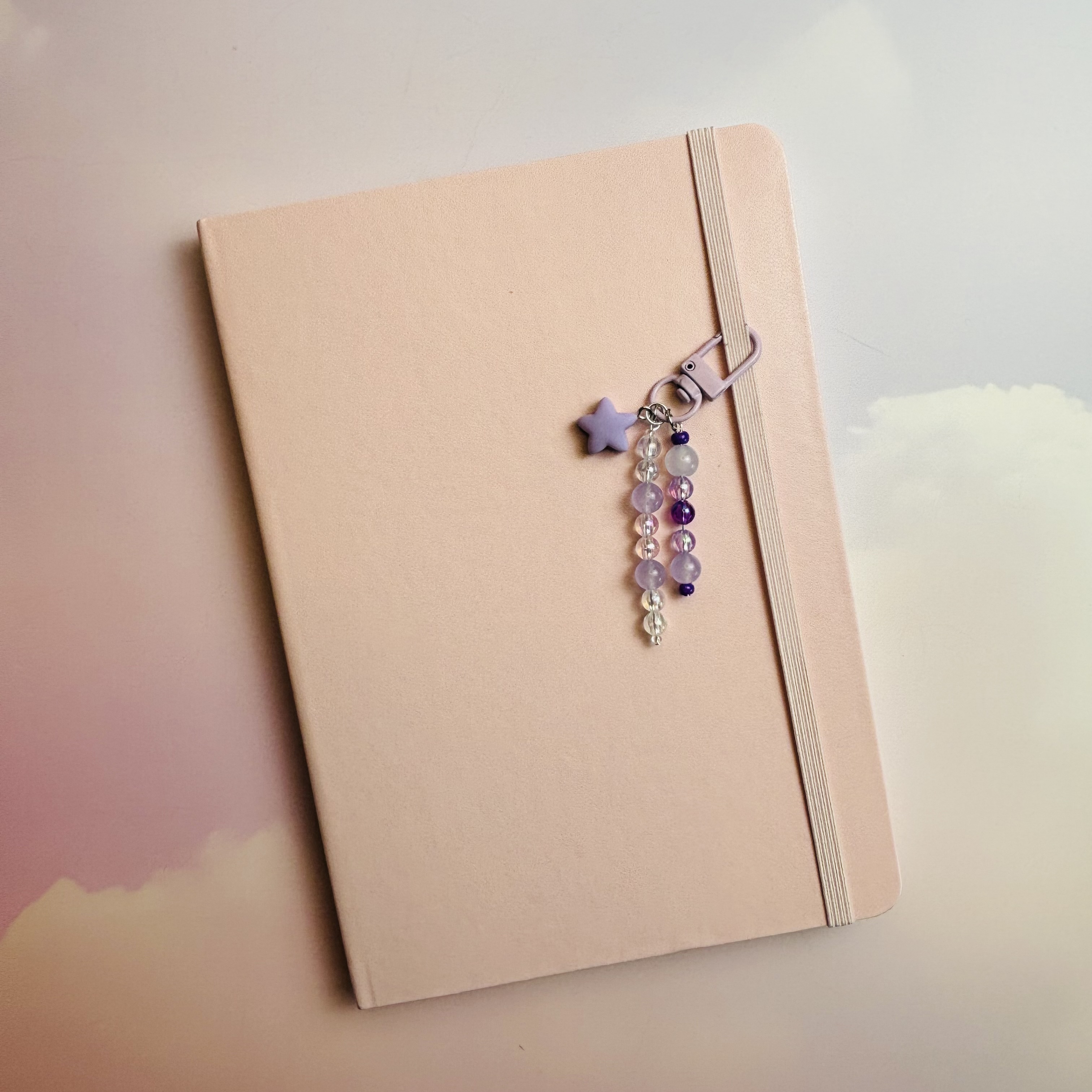 Purple Star w/ Clear Beads Journal Charm