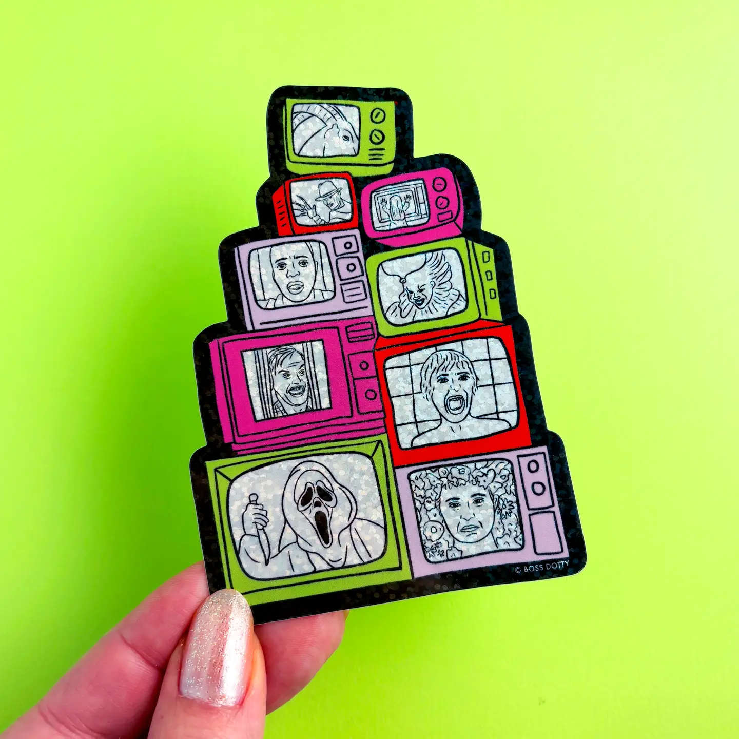 Horror Movie Glitter Sticker