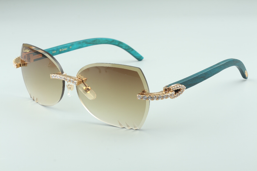 Diamond Teal Carti Woods Sunglasses (Brown Butterfly Lenses)