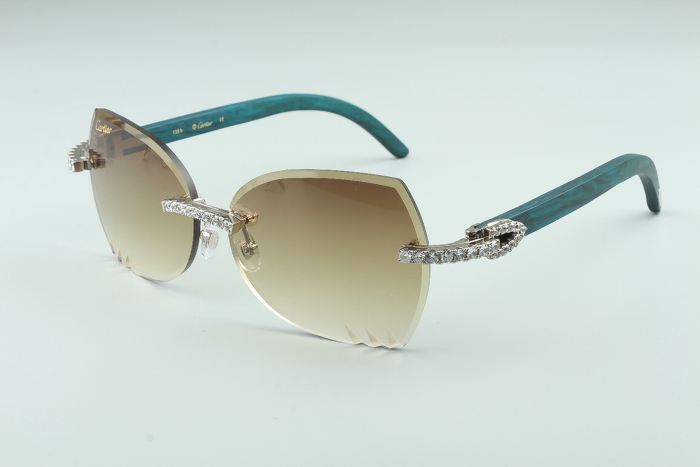 Diamond Teal Carti Woods Sunglasses (Brown Butterfly Lenses)